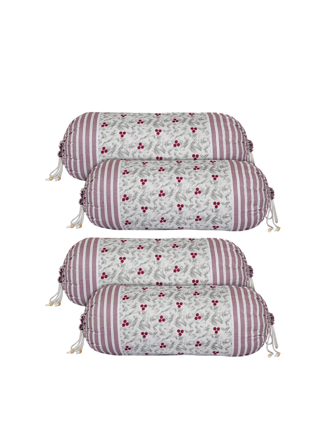 

Kuber Industries Set Of 4 Pink & White Floral Printed Cotton Bolster Covers