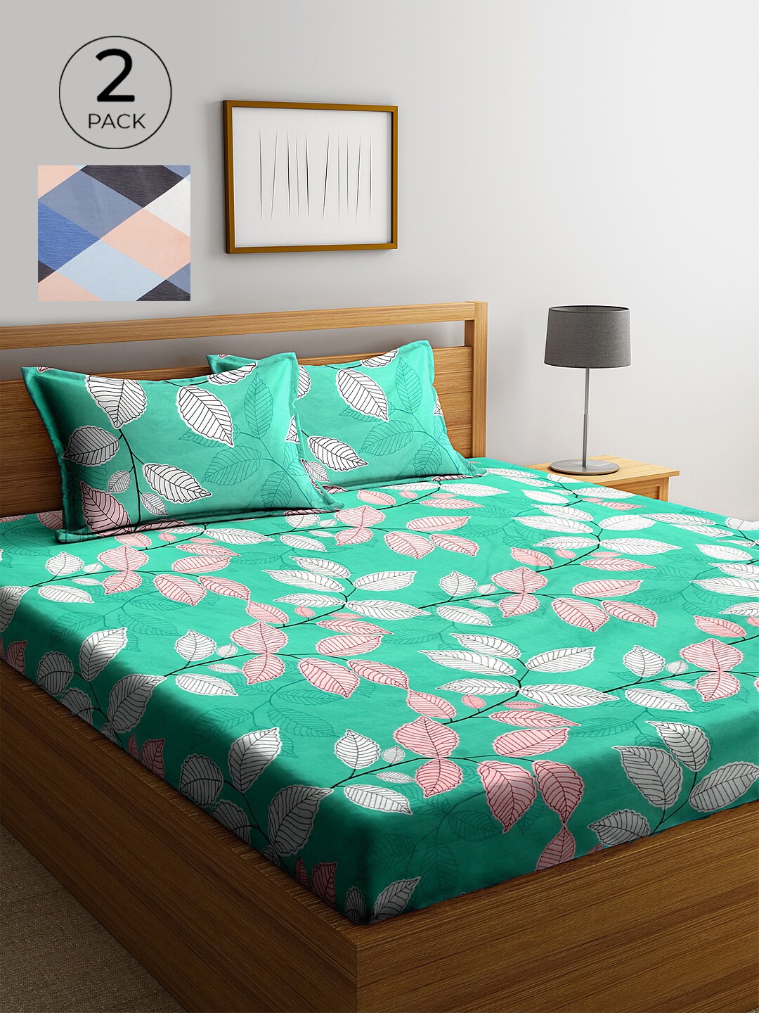 

Klotthe Multicolor Printed 210 TC 2 King Size Double Bed Sheet with 4 Pillow Cover, Multi