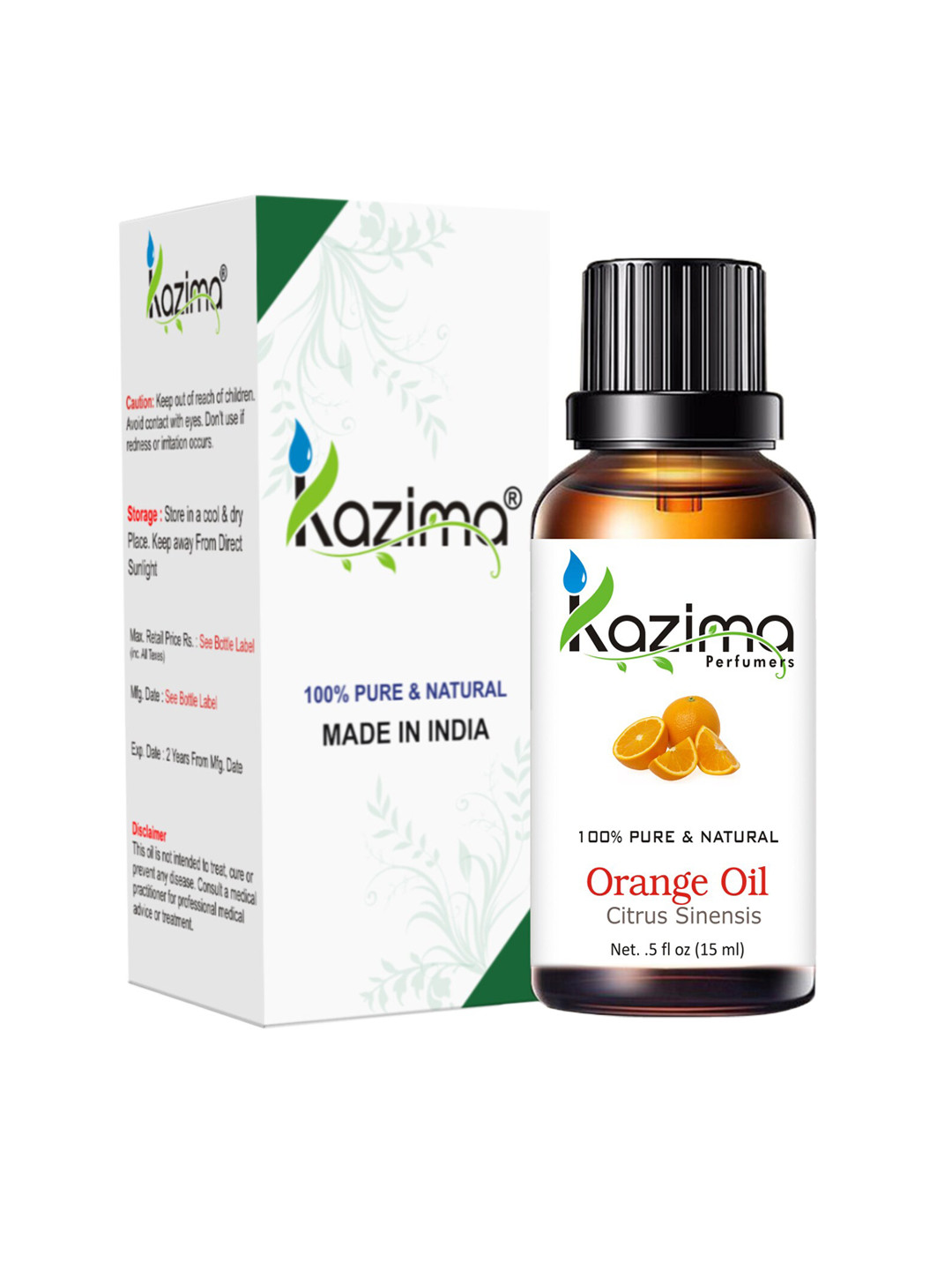 

KAZIMA Orange Essential Oil 15 ml, Yellow