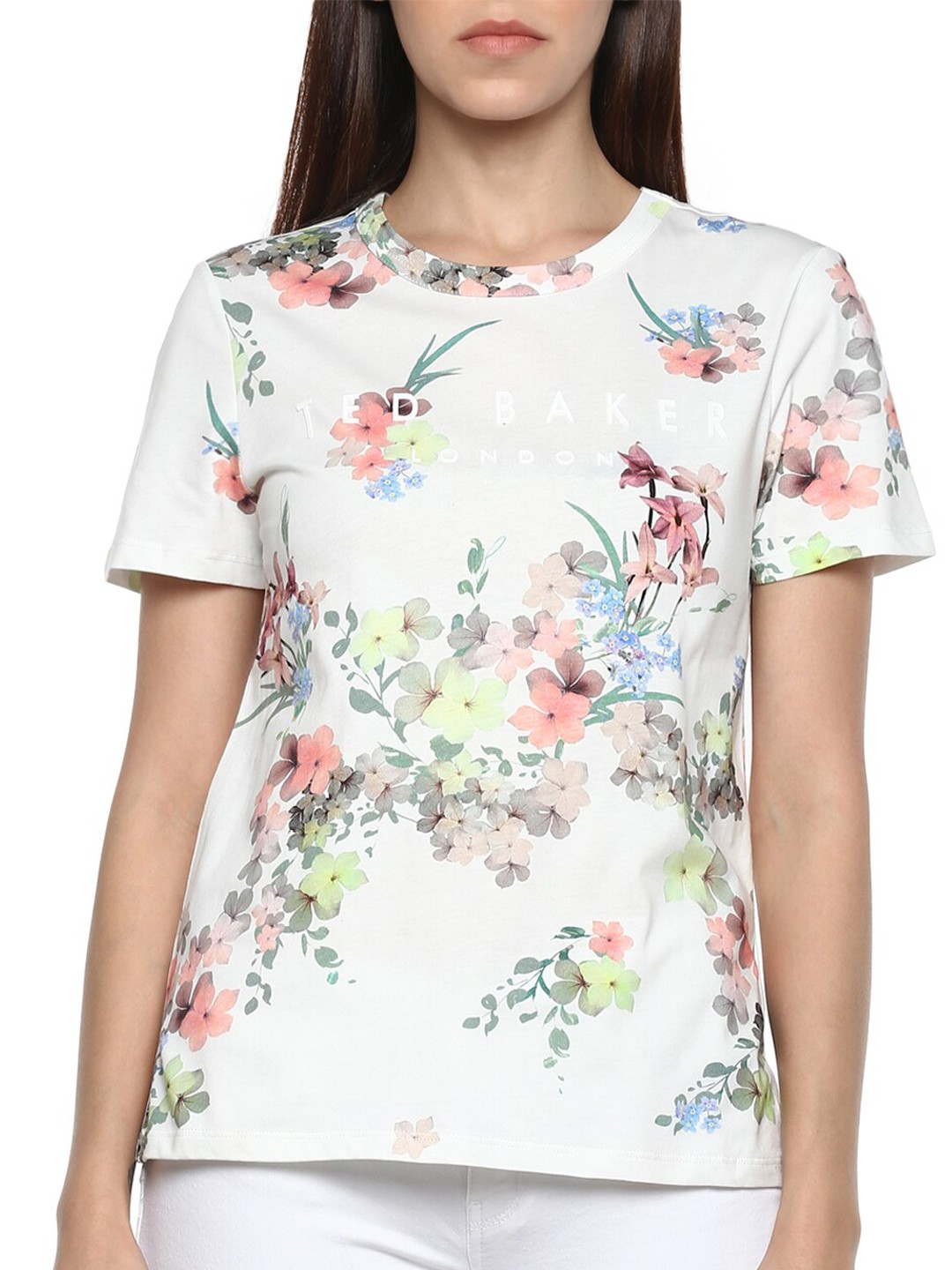 

Ted Baker Women Cream Floral Printed T-shirt