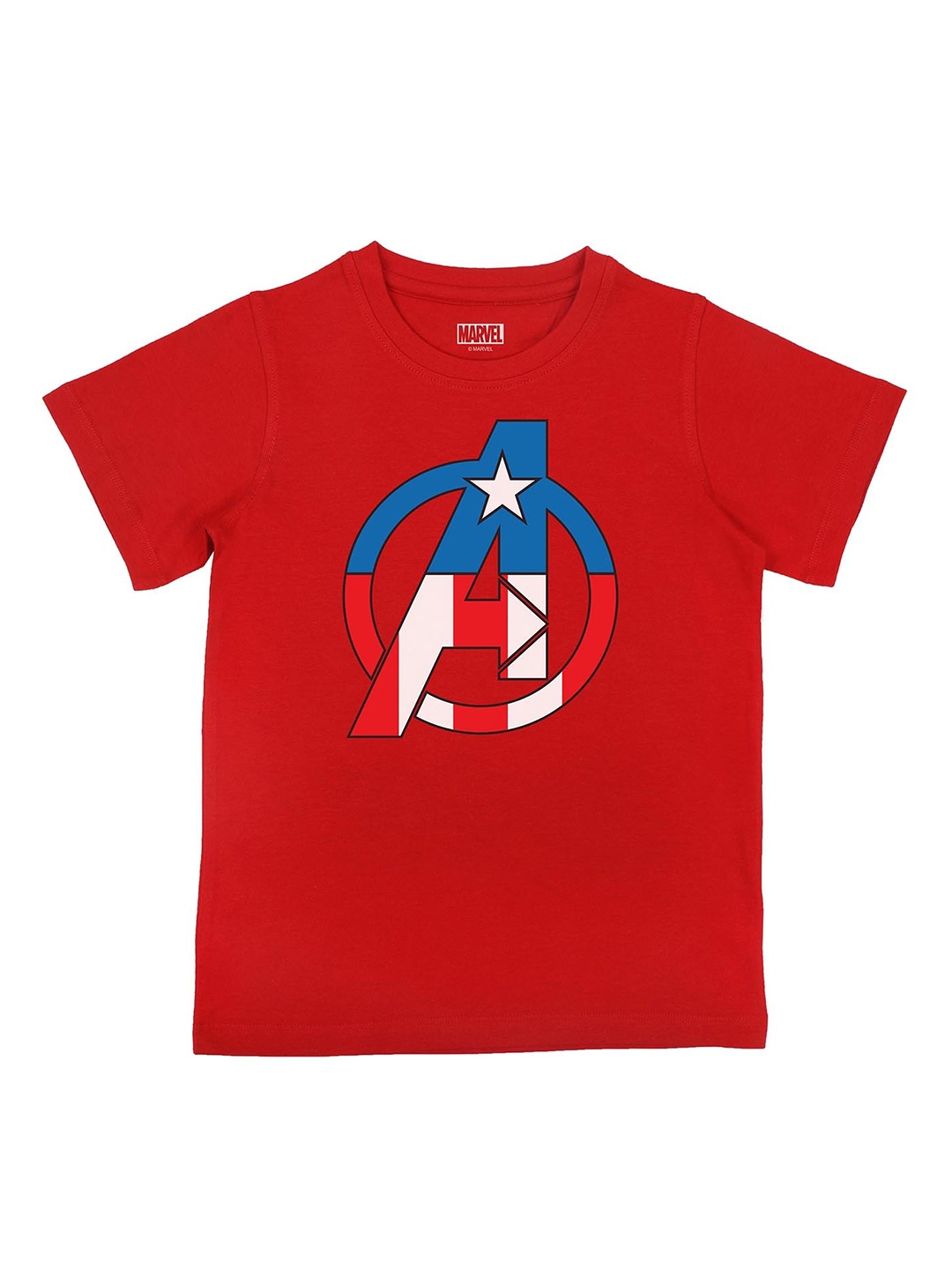 Marvel by Wear Your Mind Boys Red Printed Applique T-shirt