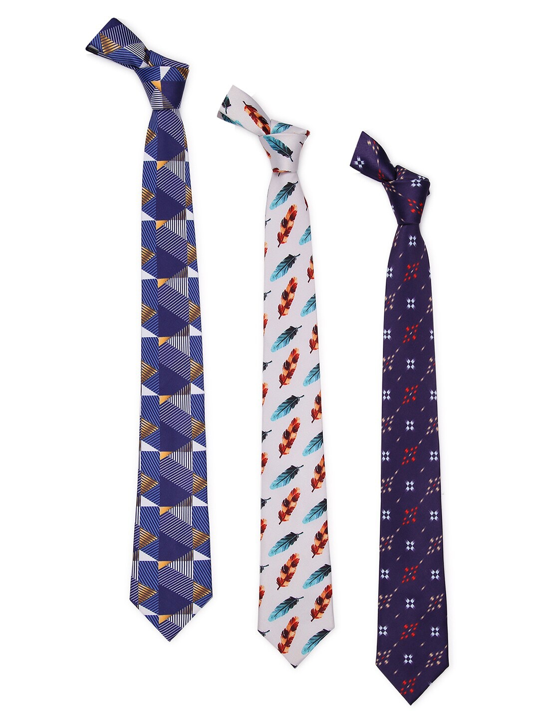 

Tossido Men Navy Blue & White Printed Broad Tie