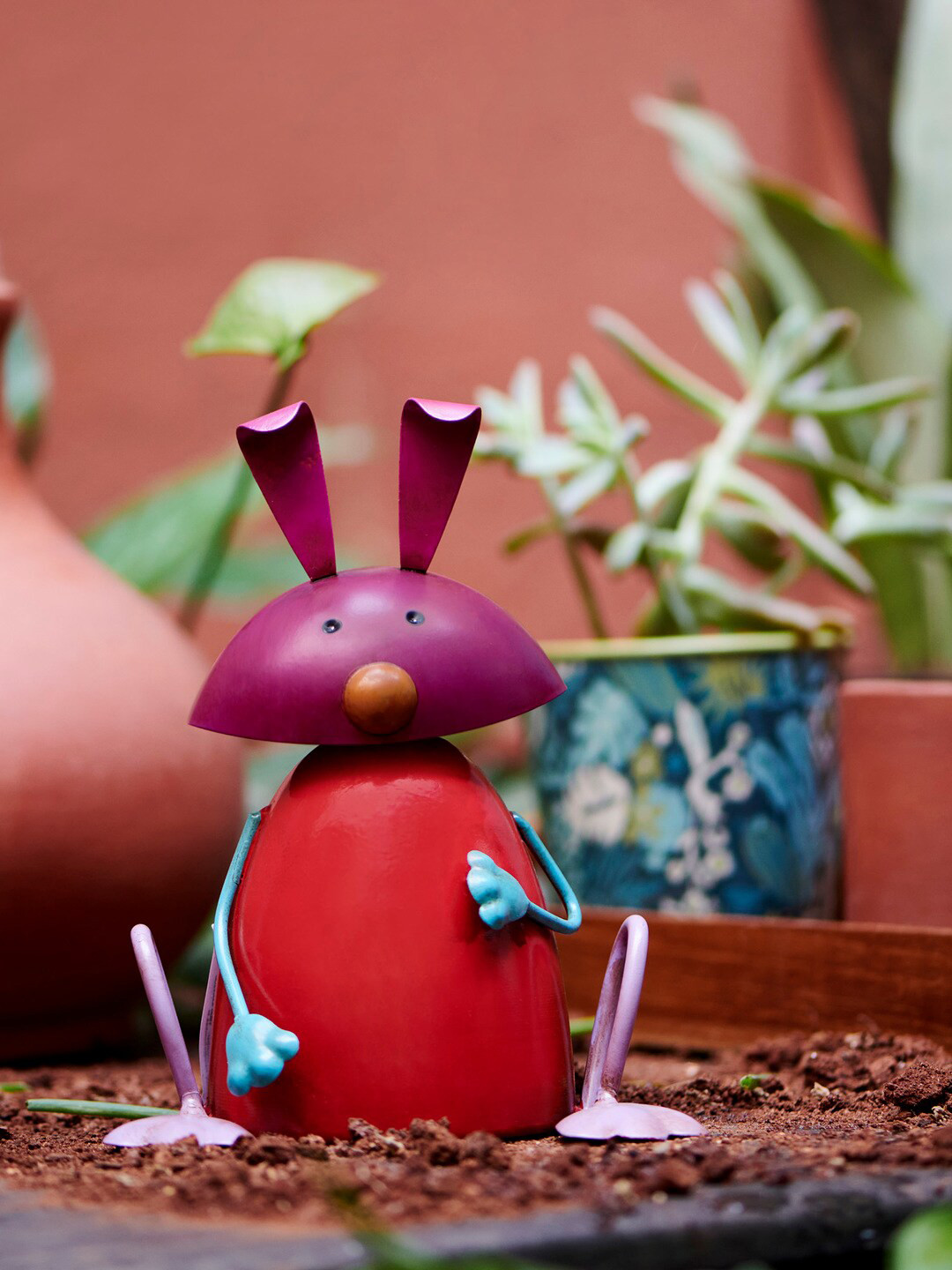 

Chumbak Red & Pink Bouncy Bunny Bobble Head Garden Accessory