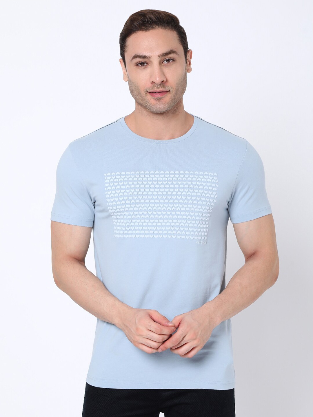 

Rex Straut Jeans Men Blue Printed Slim Fit T-shirt