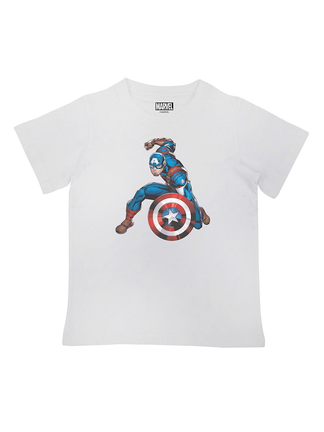 Marvel by Wear Your Mind Boys White & Blue Captain America Printed T-shirt