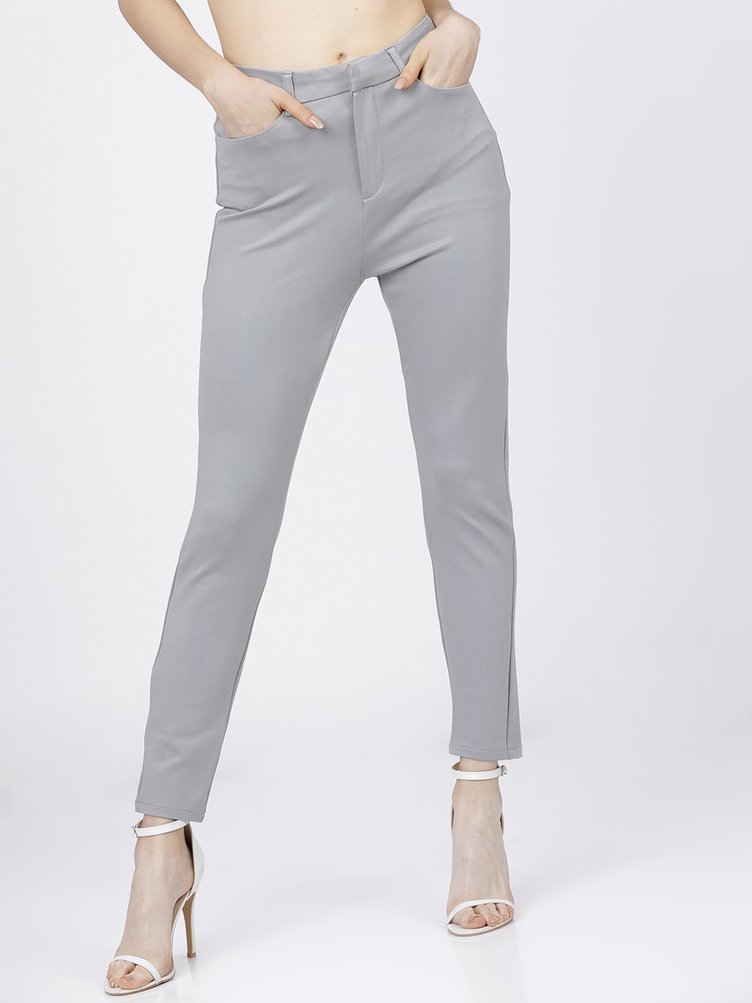 

Tokyo Talkies Women Grey Slim Fit Regular Trousers