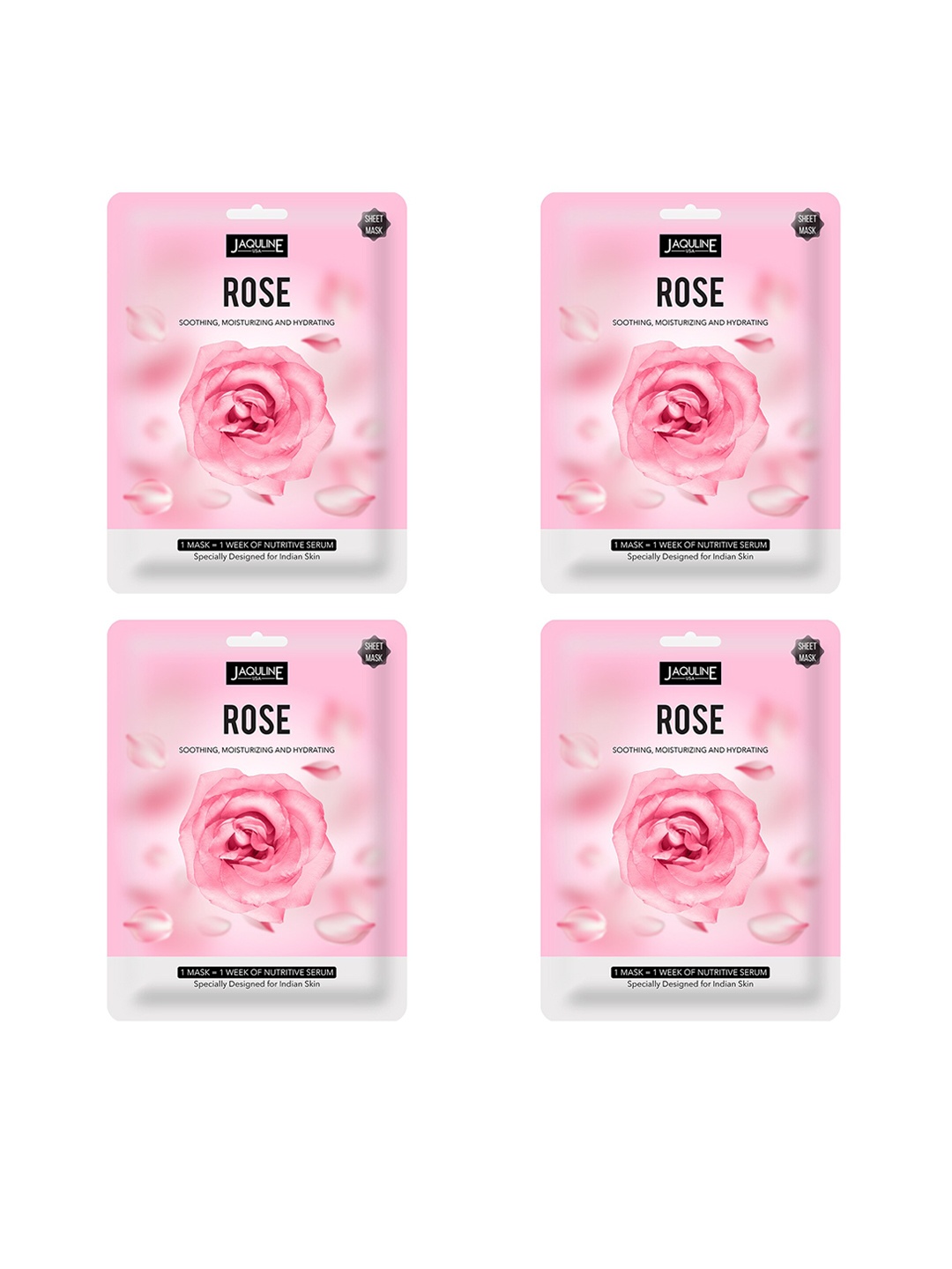 

Jaquline USA Pack of 4 Rose Sheet Mask, Off white