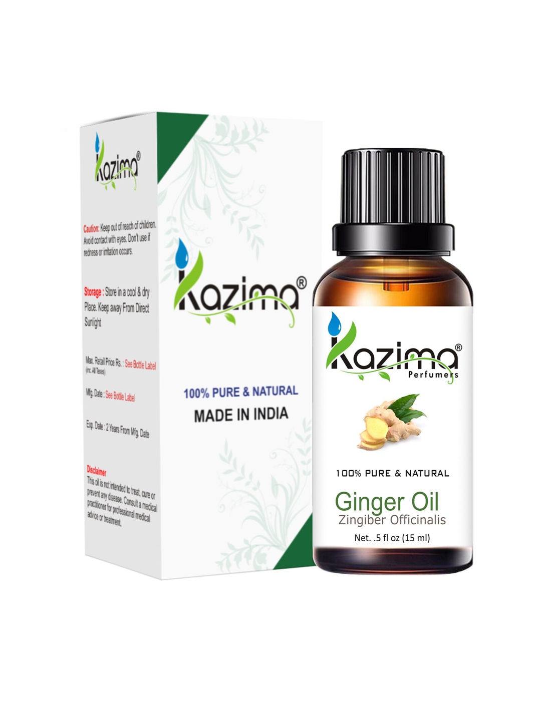 

KAZIMA Ginger Essential Oil 15 ml, Yellow