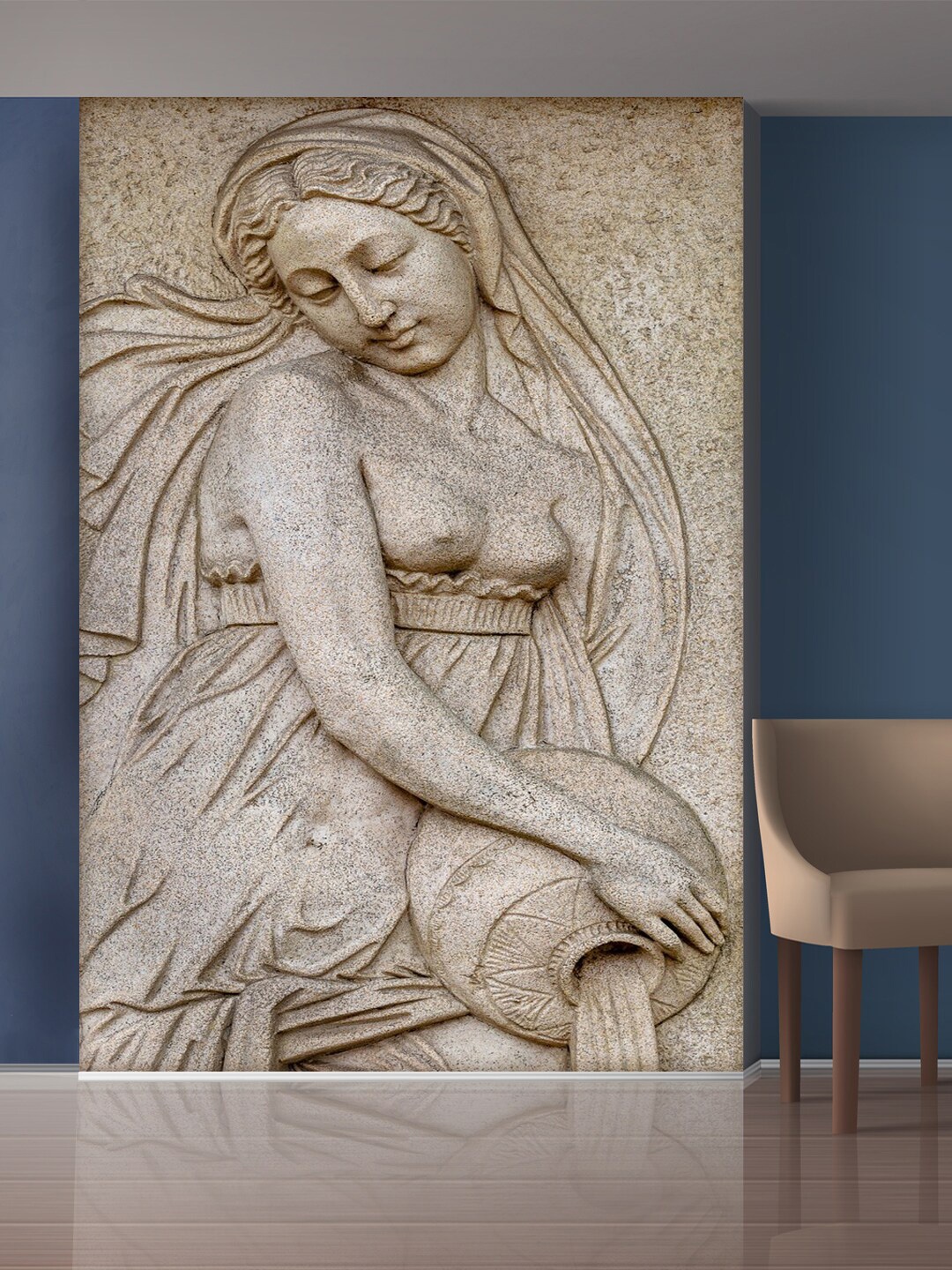 

999Store White Sitting Lady Mural Wall Stickers