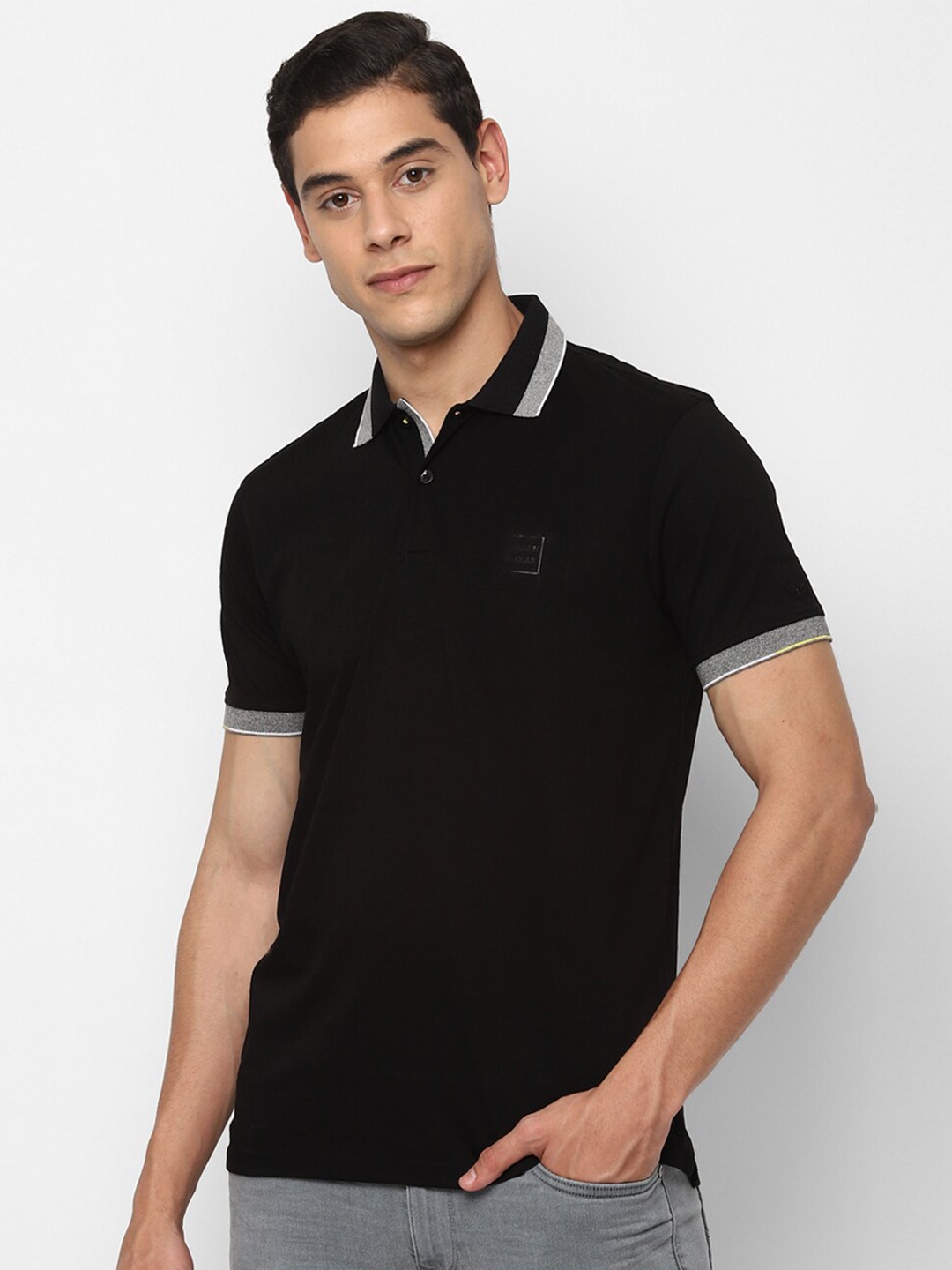 

Allen Solly Men Black Polo Collar Pure Cotton T-shirt