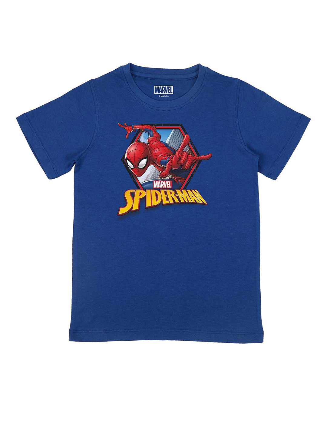 Marvel by Wear Your Mind Boys Blue & Red Spiderman Printed Cotton T-shirt