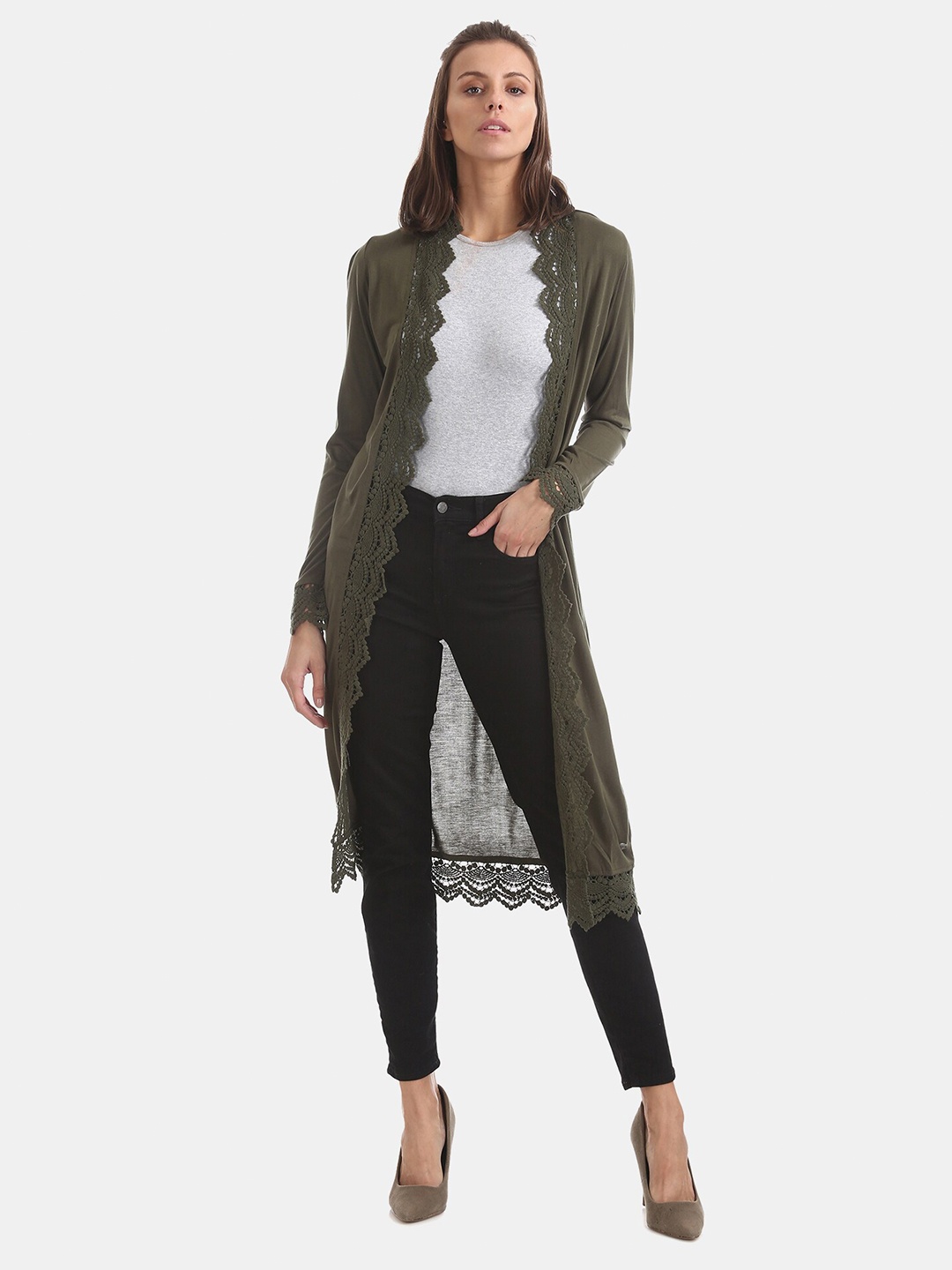 

U S Polo Assn Women Olive Longline Shrug