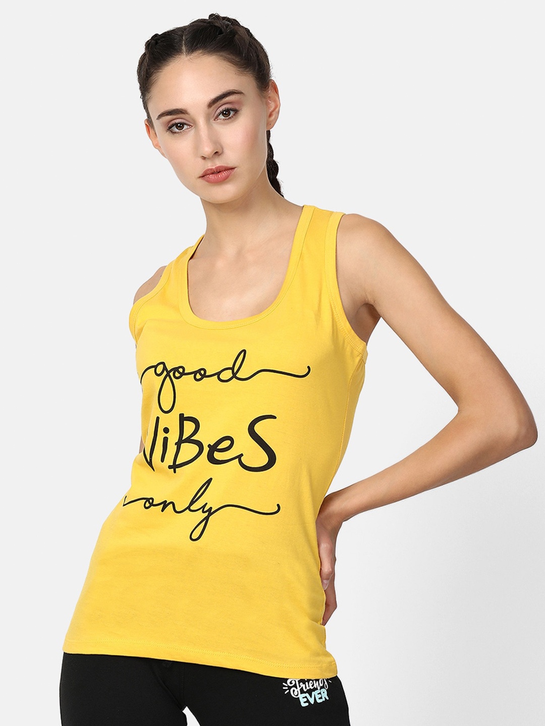

V2 Value & Variety Women Mustard Yellow Printed Tank Top