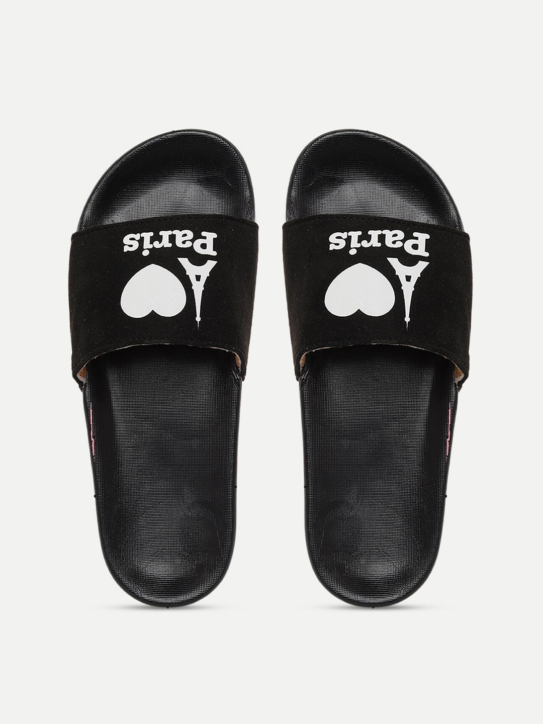 

FREECO Women Black & White Printed Sliders