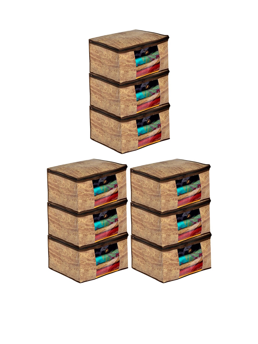 

Kuber Industries Set Of 9 Brown Wooden Printed Saree Cover Organizers