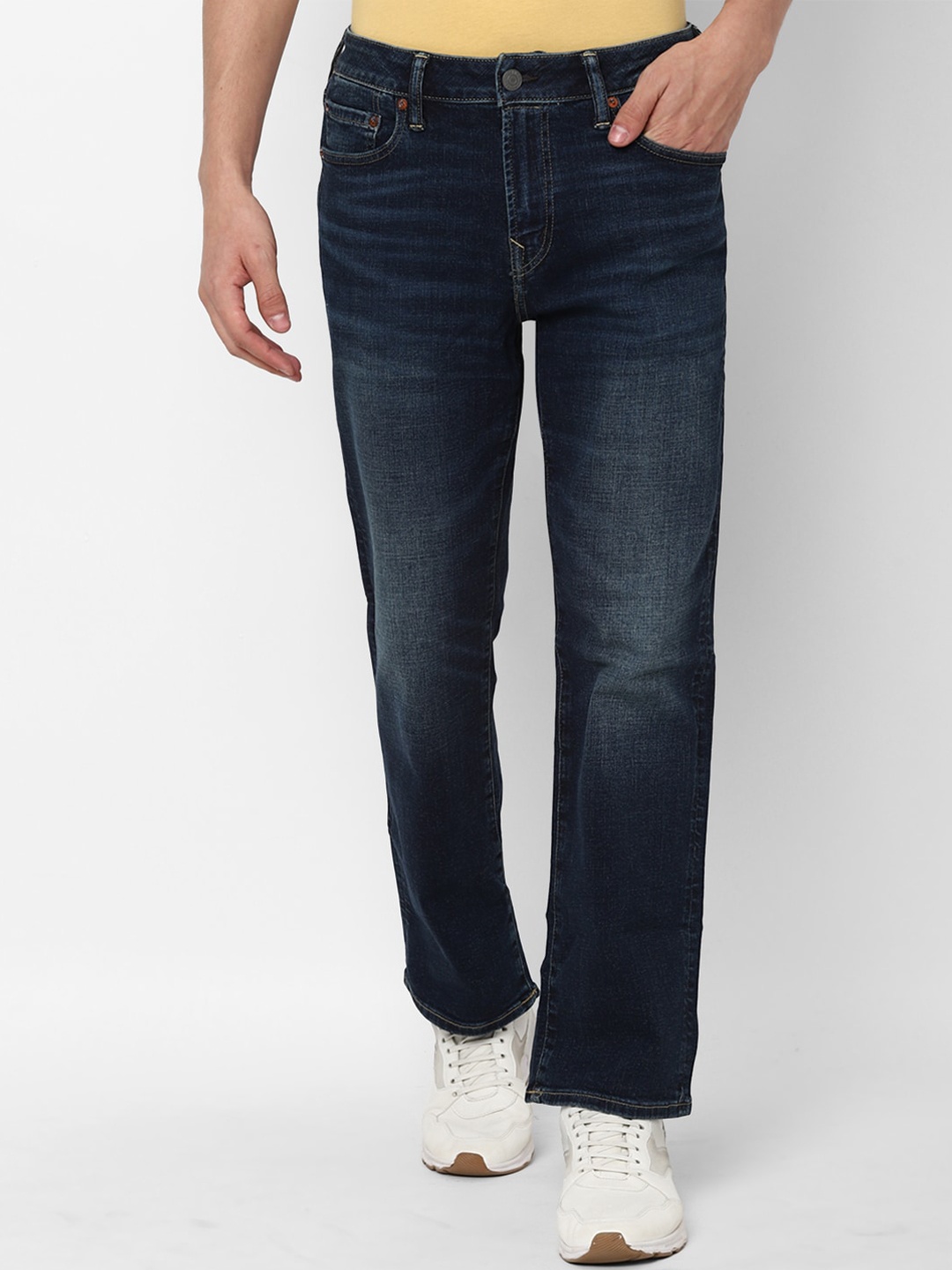 

AMERICAN EAGLE OUTFITTERS Men Navy Blue Bootcut Light Fade Jeans