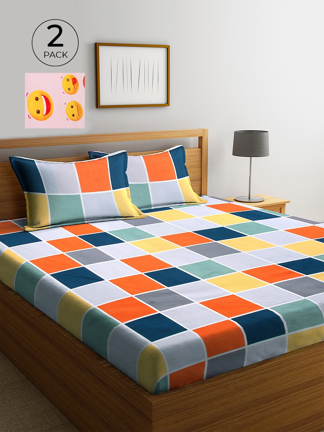 

KLOTTHE Multicolored Geometric 210 TC 2 King Bedsheet with 4 Pillow Covers, Multi