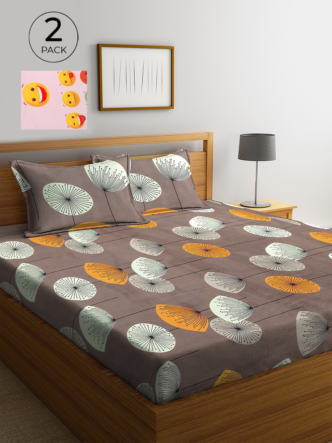

KLOTTHE Grey & Pink 210 TC 2 King Bedsheet with 4 Pillow Covers