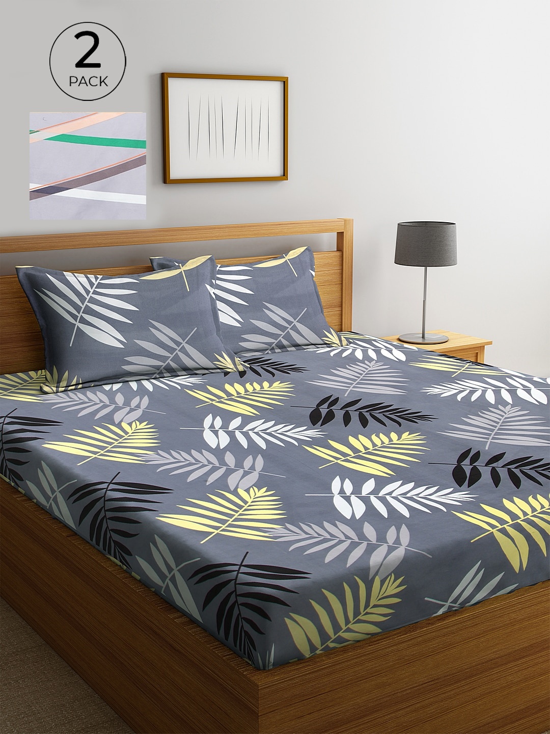 

KLOTTHE 210 TC 2 King Bedsheet with 4 Pillow Covers, Grey