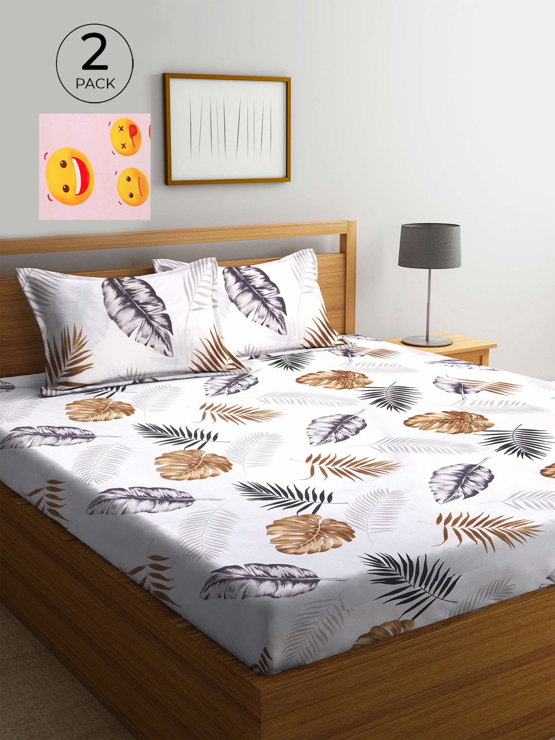 

KLOTTHE Pink & White Floral 210 TC 2 King Bedsheet with 4 Pillow Covers