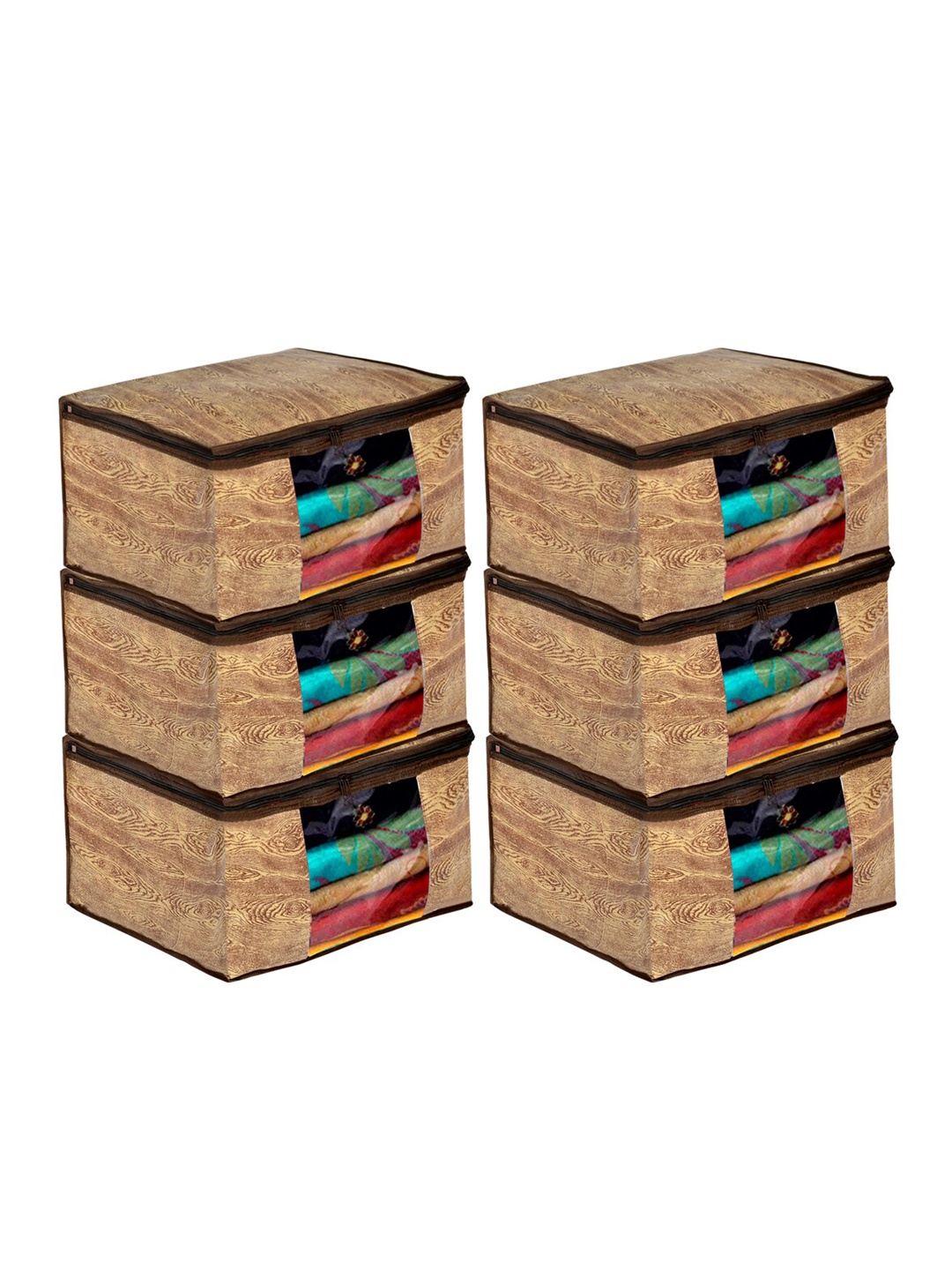 

Kuber Industries Set Of 6 Brown & Beige Printed Saree Cover Organisers