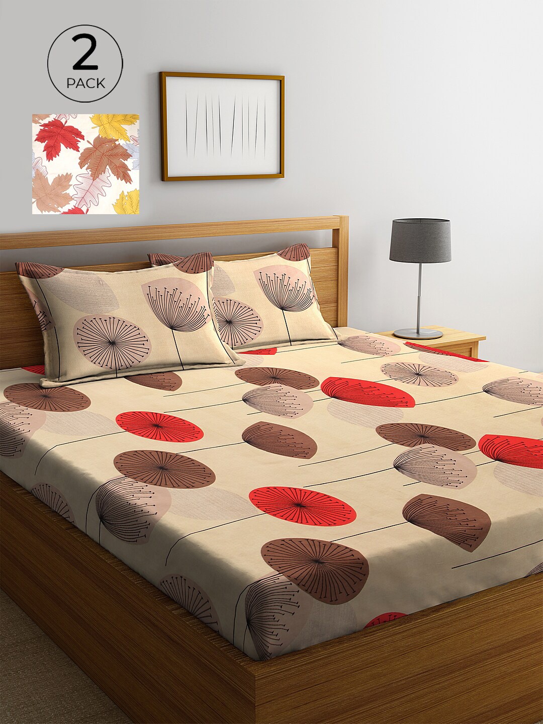 

KLOTTHE Multi Floral 210 TC 2 King Bedsheet with 4 Pillow Covers