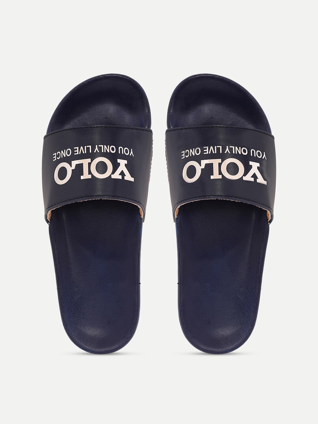 

FREECO Women Navy Blue & White Printed Sliders