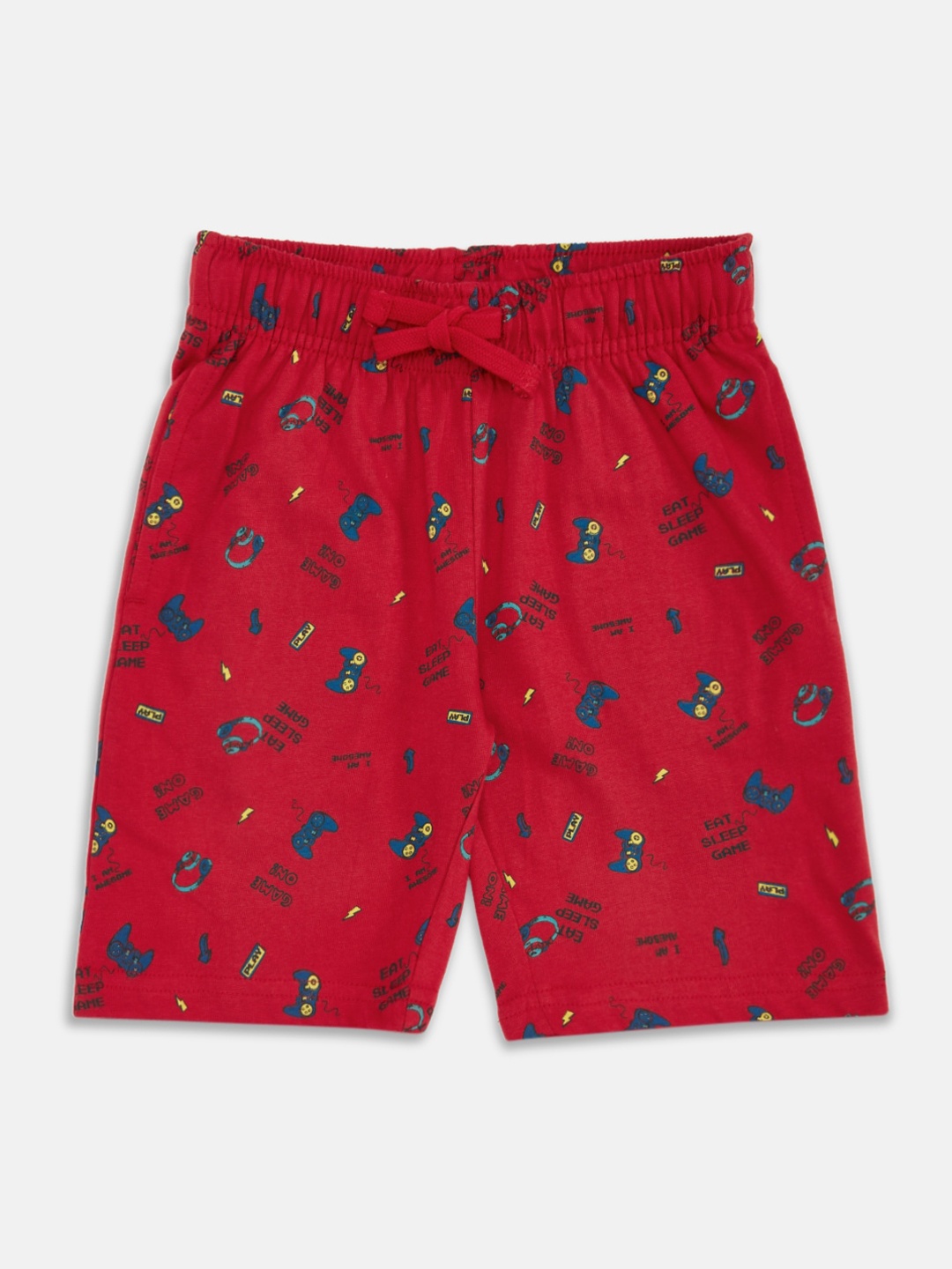 

Pantaloons Junior Boys Red Conversational Printed Mid-Rise Regular Shorts
