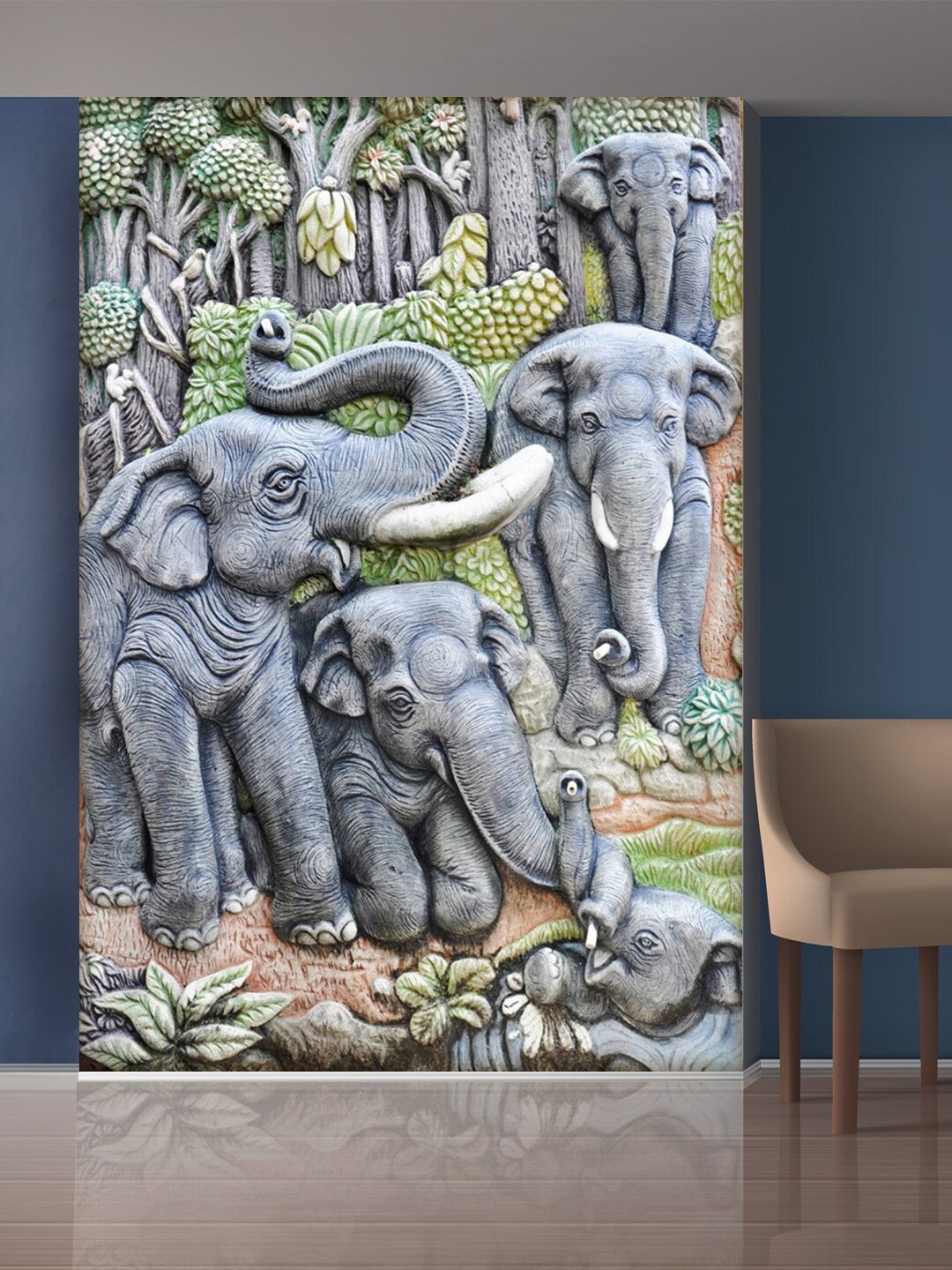 

999Store Black & Green Forest & Elephant Wall Sticker