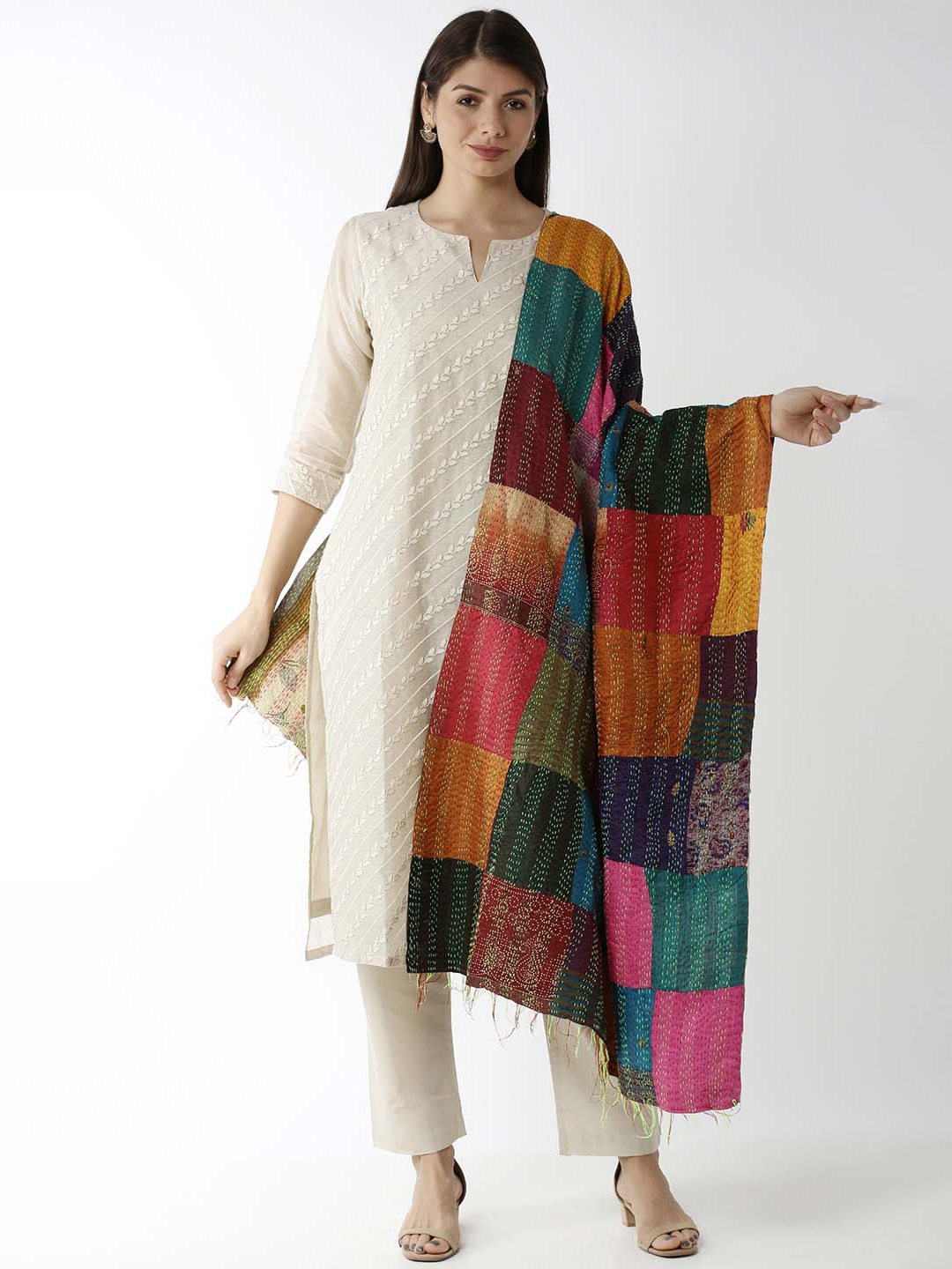 

Soch Multi Checked Pure Cotton Dupatta
