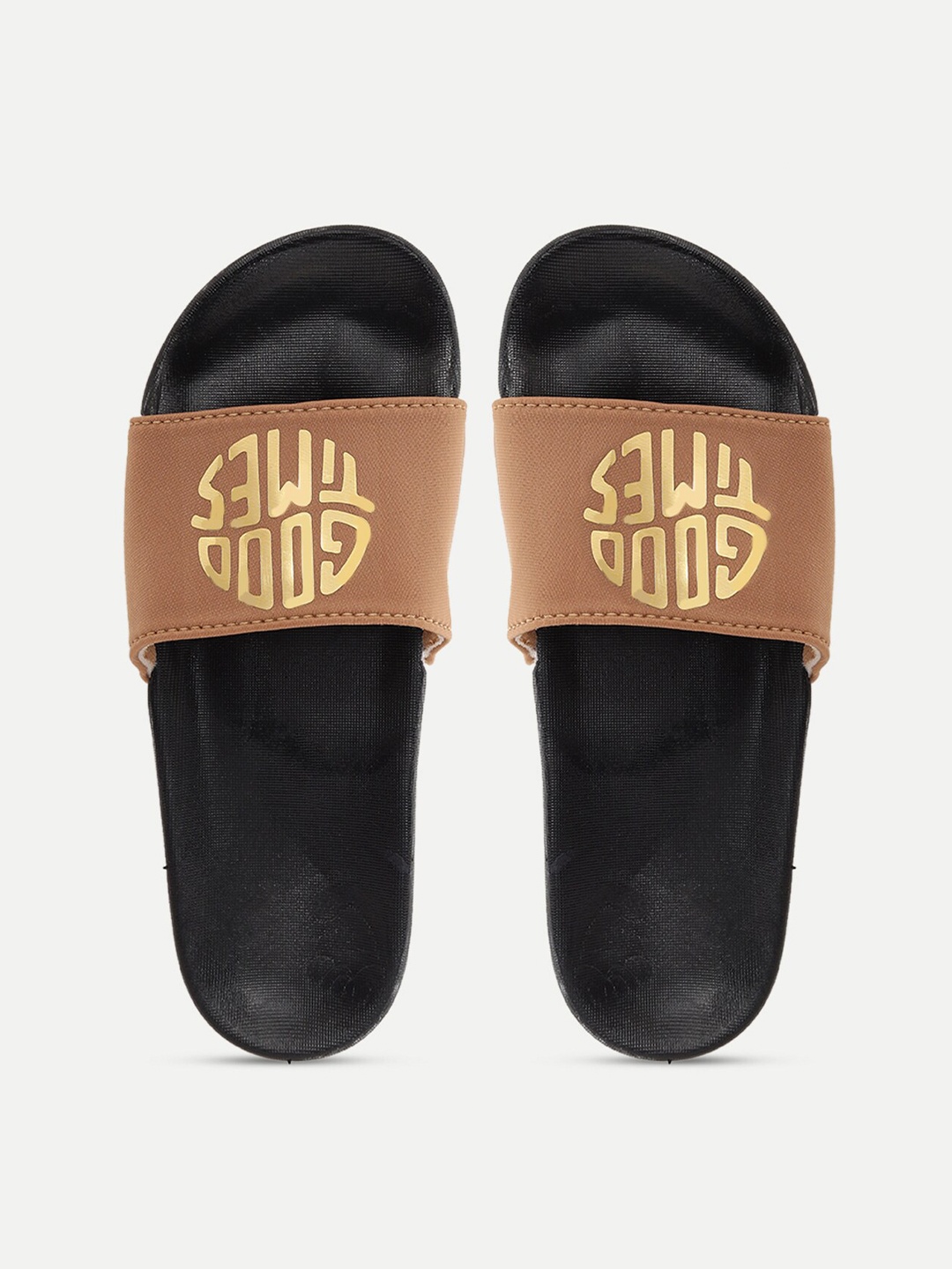

FREECO Women Brown & Black Printed Sliders
