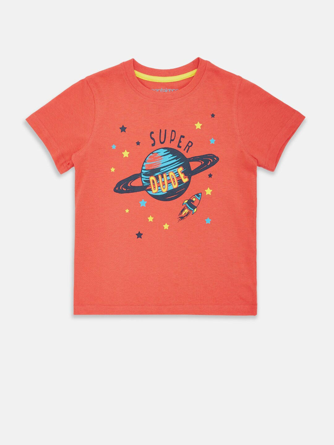 

Pantaloons Junior Boys Coral Sports Printed Applique T-shirt