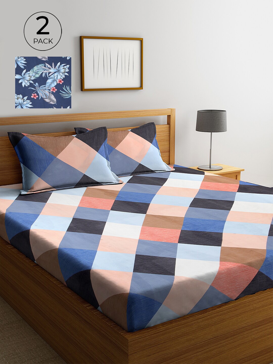 

KLOTTHE Multi Floral 210 TC 2 King Bedsheet with 4 Pillow Covers