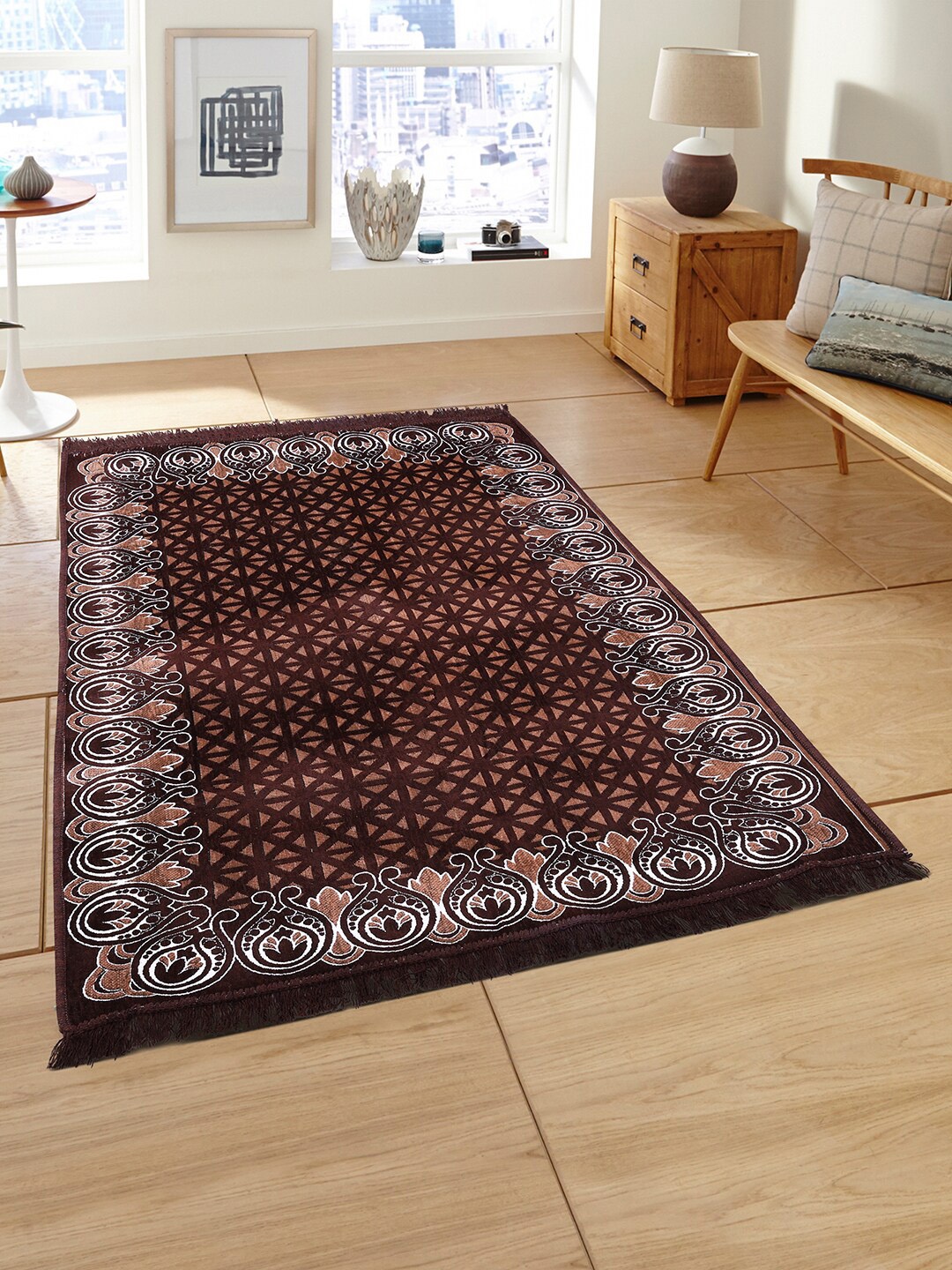 

ROMEE Brown Ethnic Motif Printed Floor Carpet