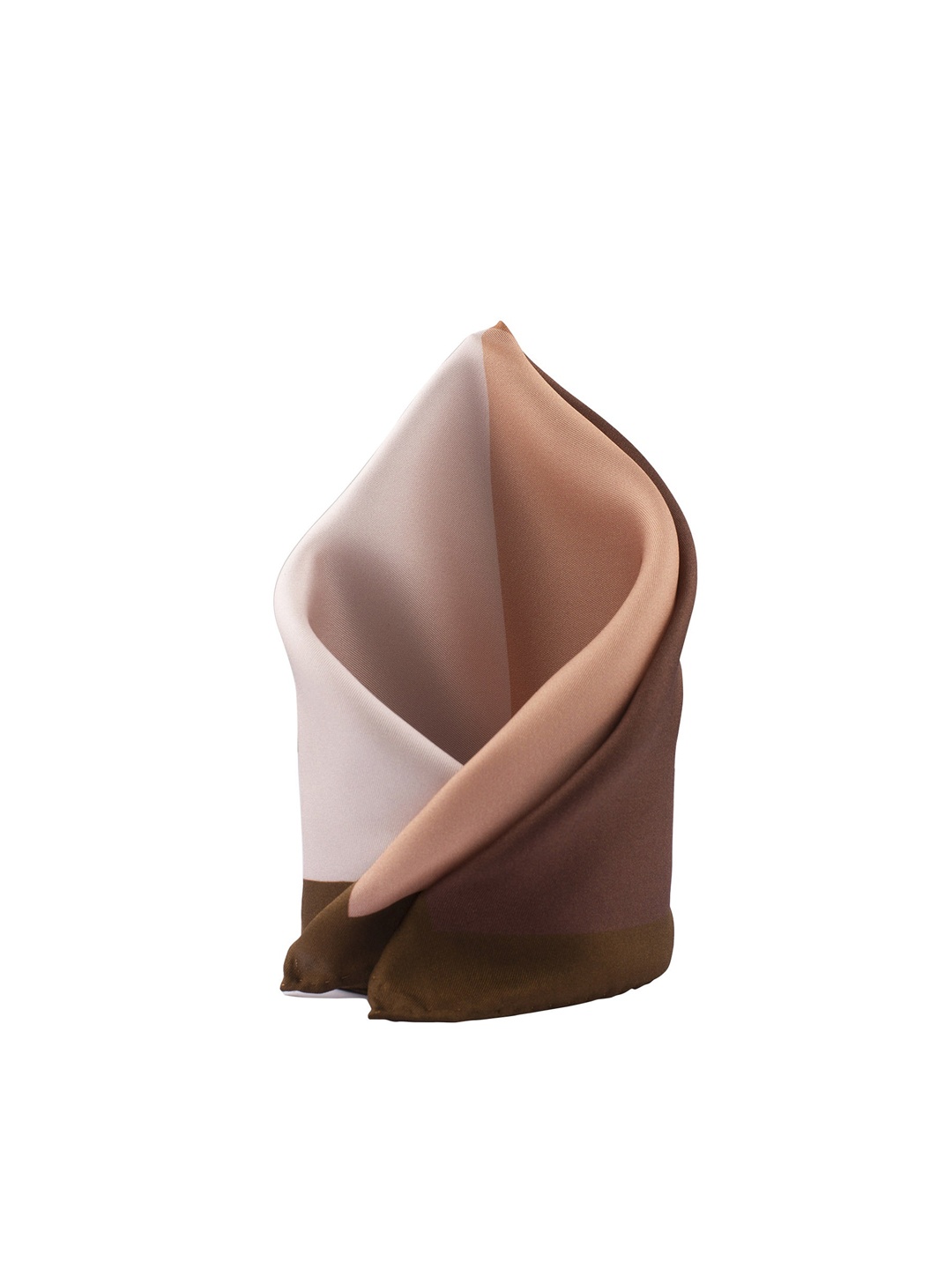The Tie Hub Men Brown & White 4 In 1 Silk Pocket Square