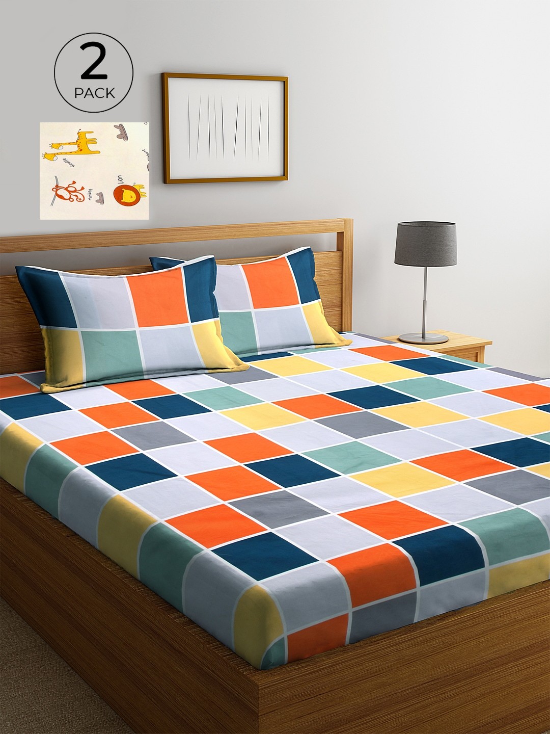 

KLOTTHE 210 TC 2 King Bedsheet with 4 Pillow Covers, Blue