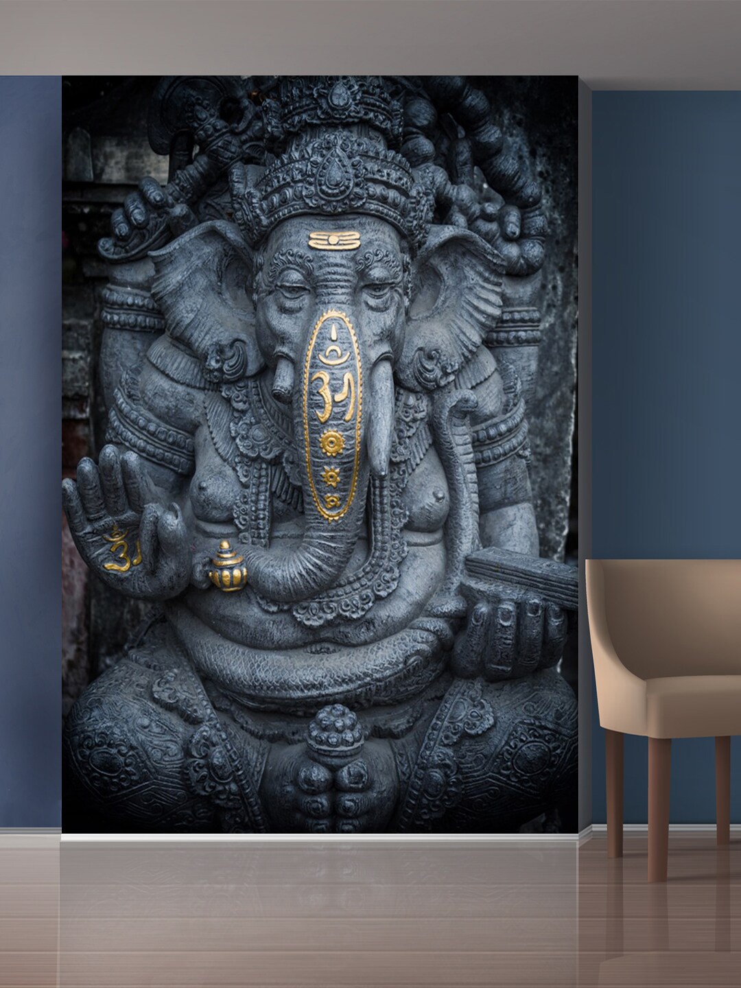 999Store Grey & Gold-Toned Lord Ganesha Wall Sticker