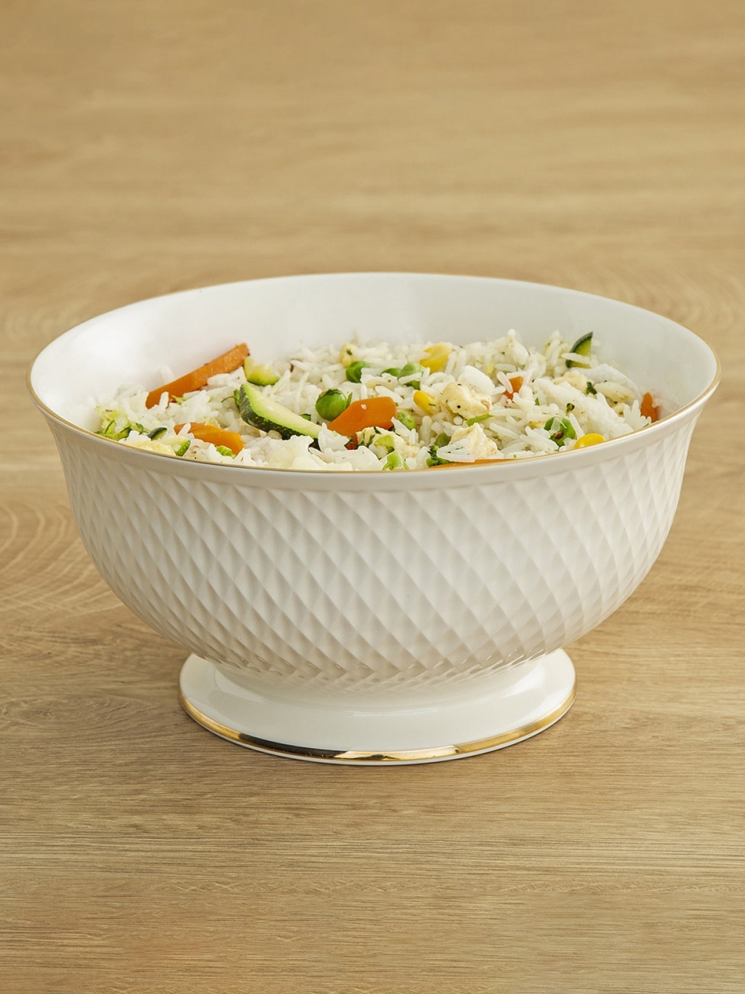 Home Centre White Divine Ceramic Salad Bowl