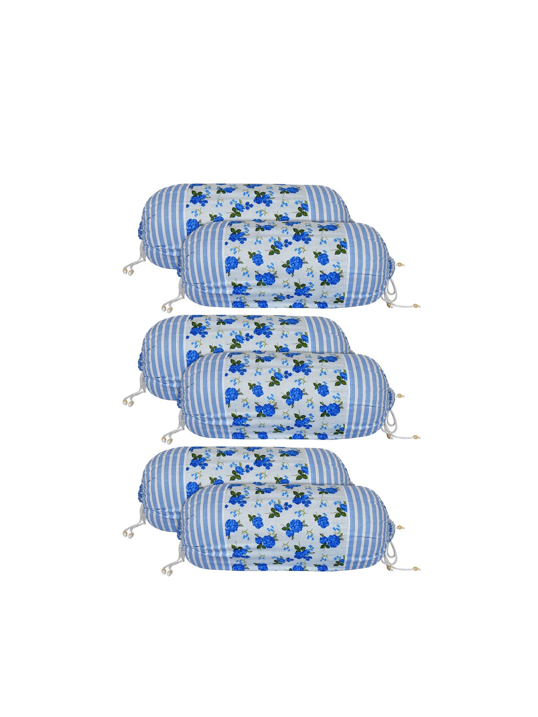 

Kuber Industries Set Of 6 Blue & White Floral Printed Cotton Bolster Covers
