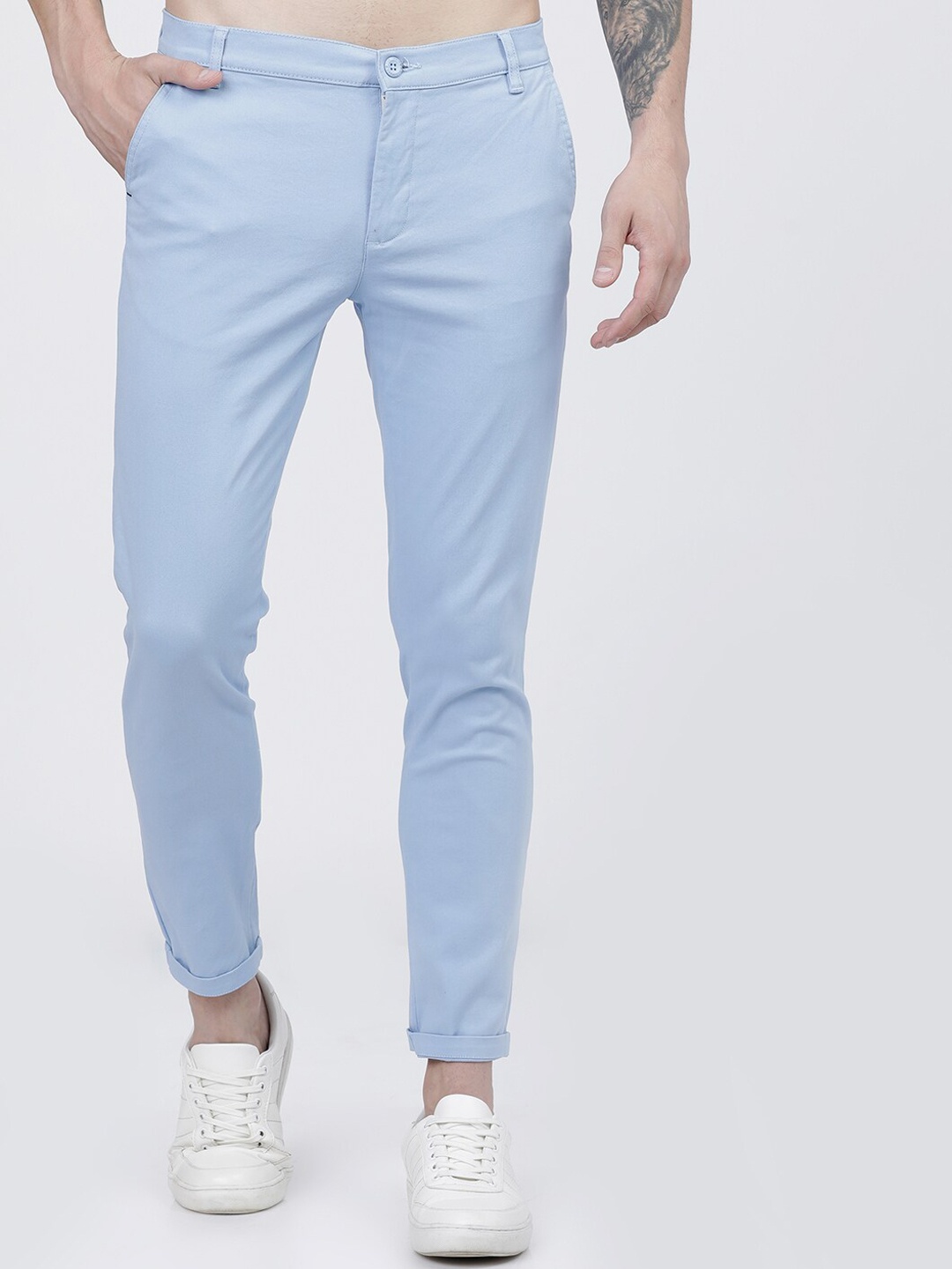 The Indian Garage Co Men Blue Slim Fit Regular Trousers