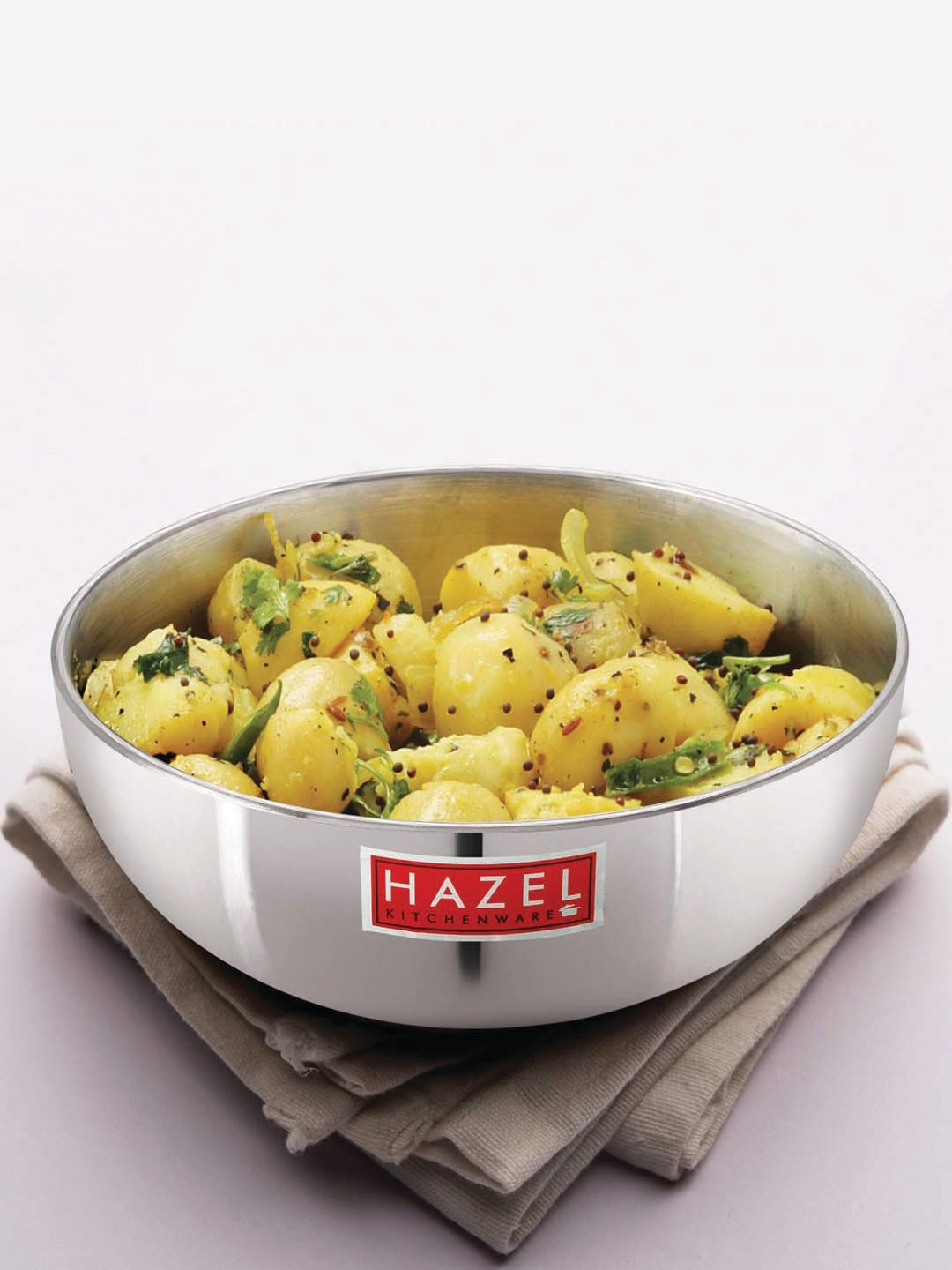 

HAZEL Silver-Toned Solid Aluminium Frying Tasla Kadai