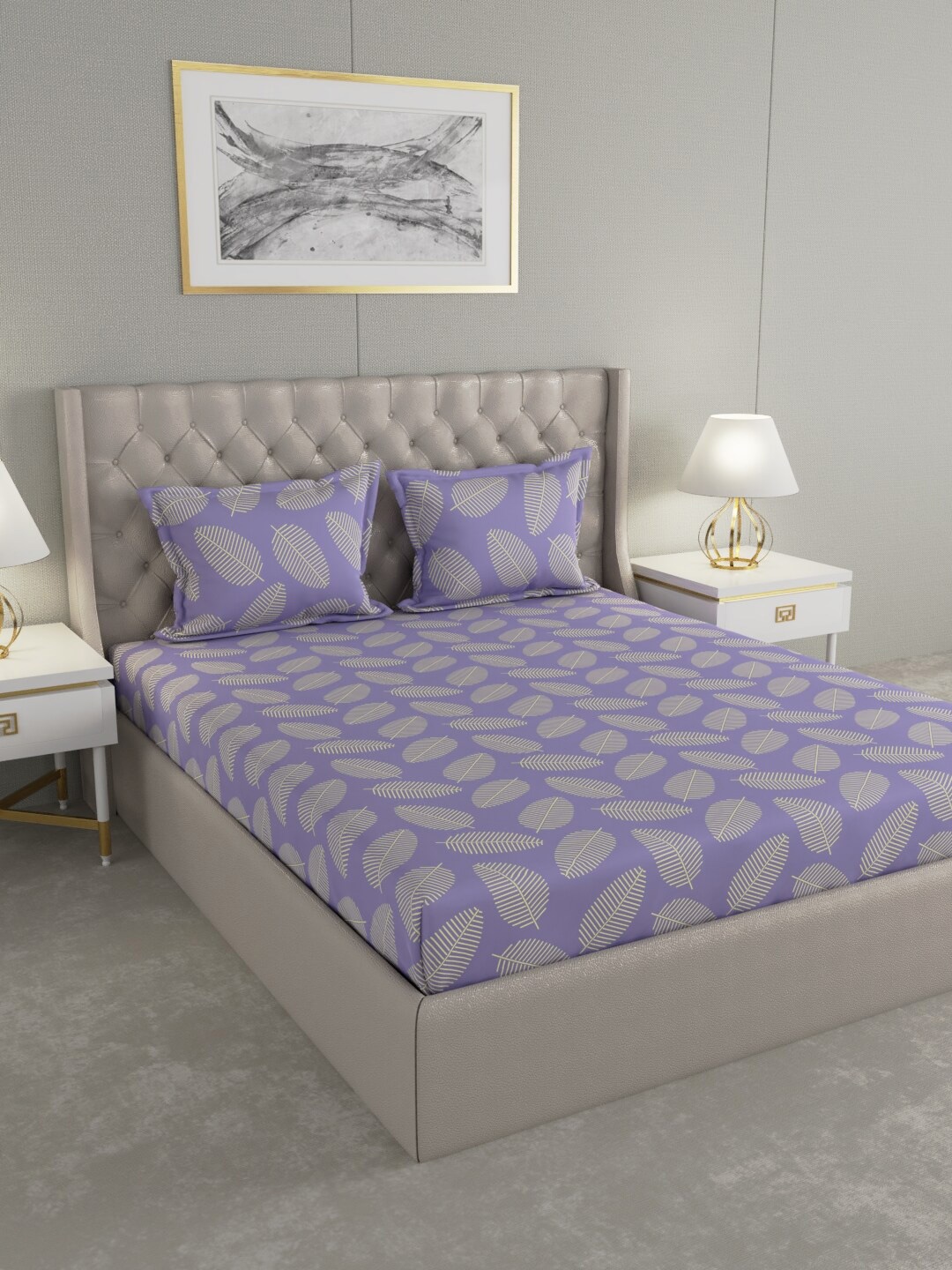 

Raymond Home Purple & White Floral 120 TC Queen Bedsheet with 2 Pillow Covers