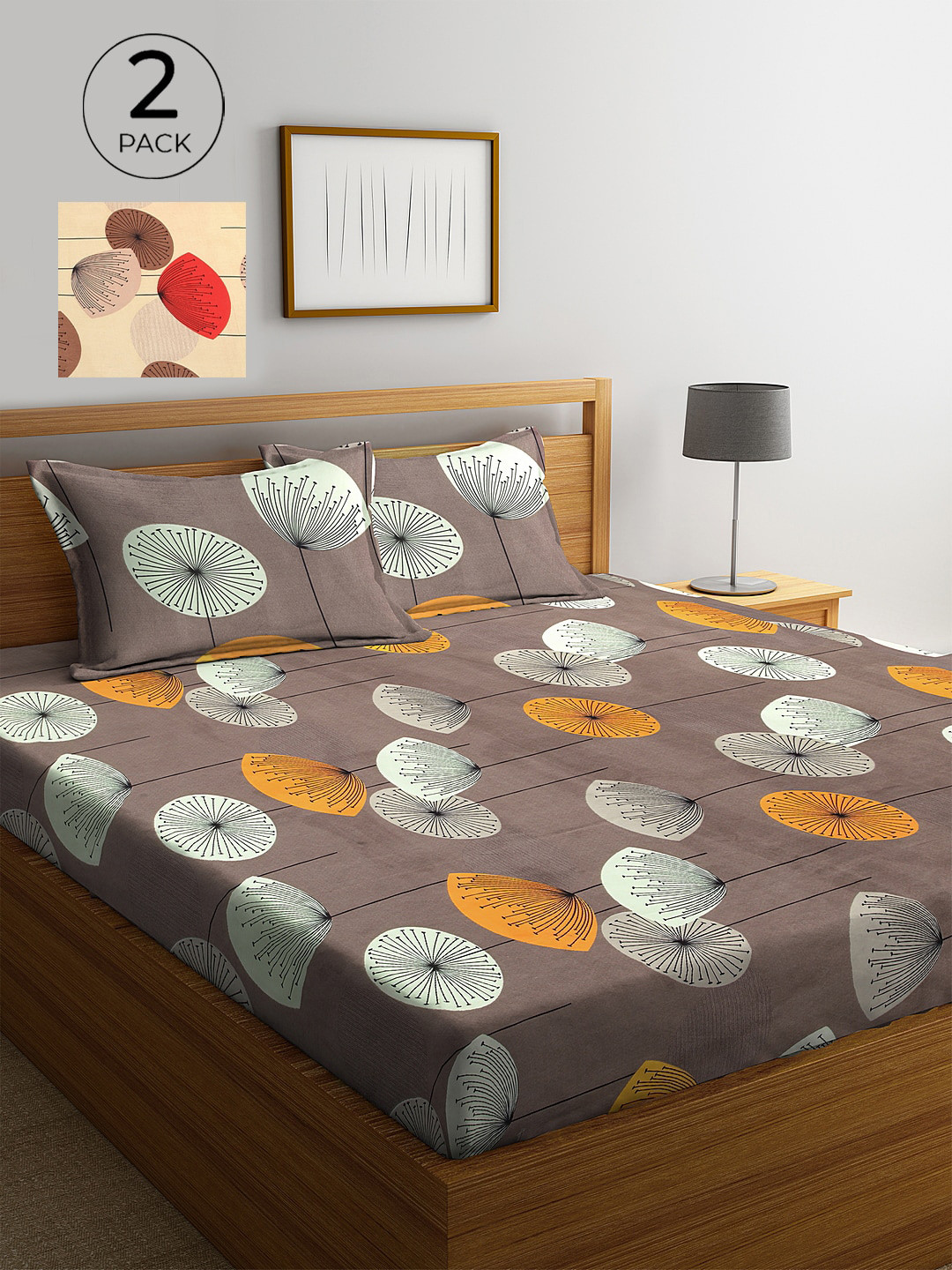 

KLOTTHE Multicolor Floral 210 TC Poly Cotton 2 King Size Double Bedsheet Set, Multi