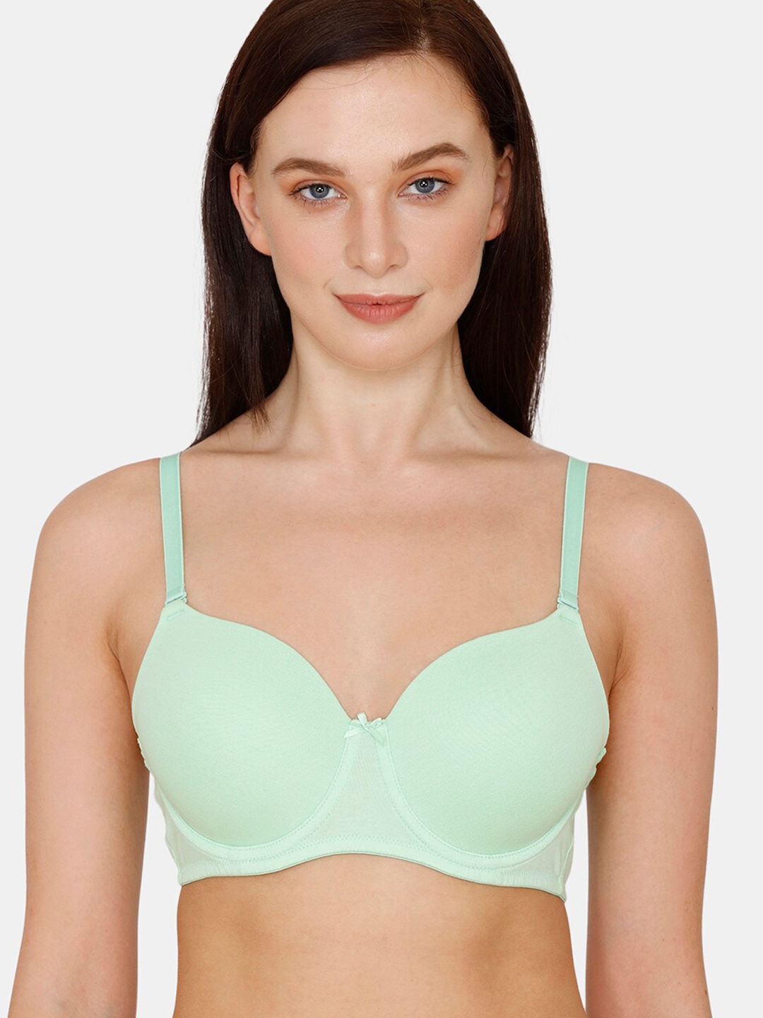 

Zivame Green T-shirt Bra Half Coverage Underwired Heavily Padded