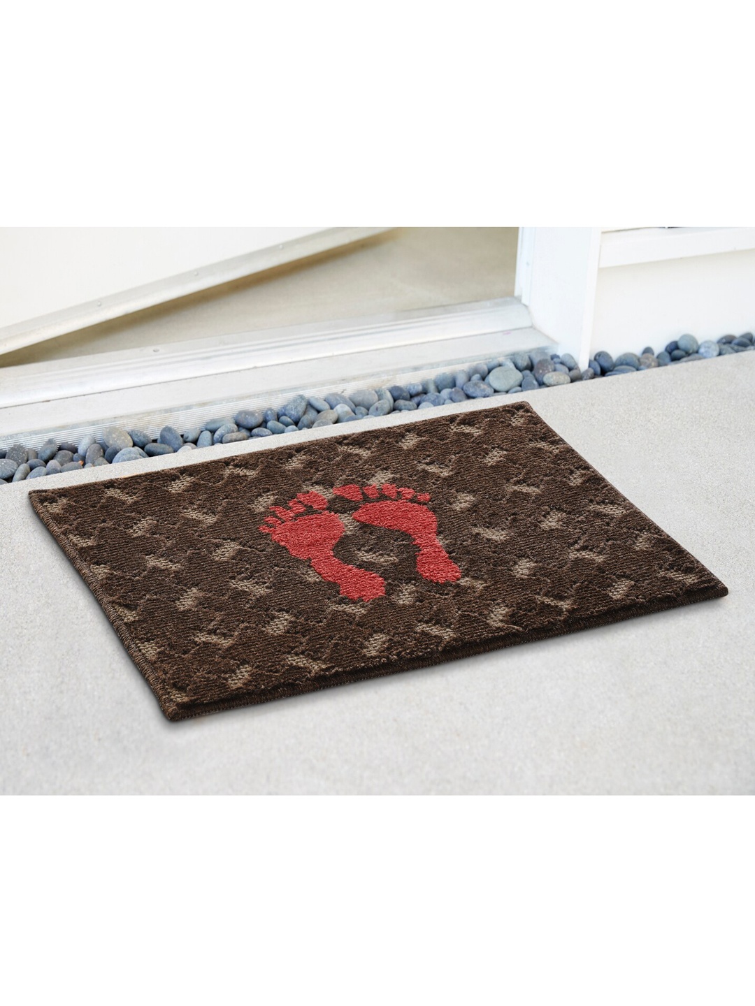 Saral Home Brown & Maroon Printed Cotton Anti Slip Doormats