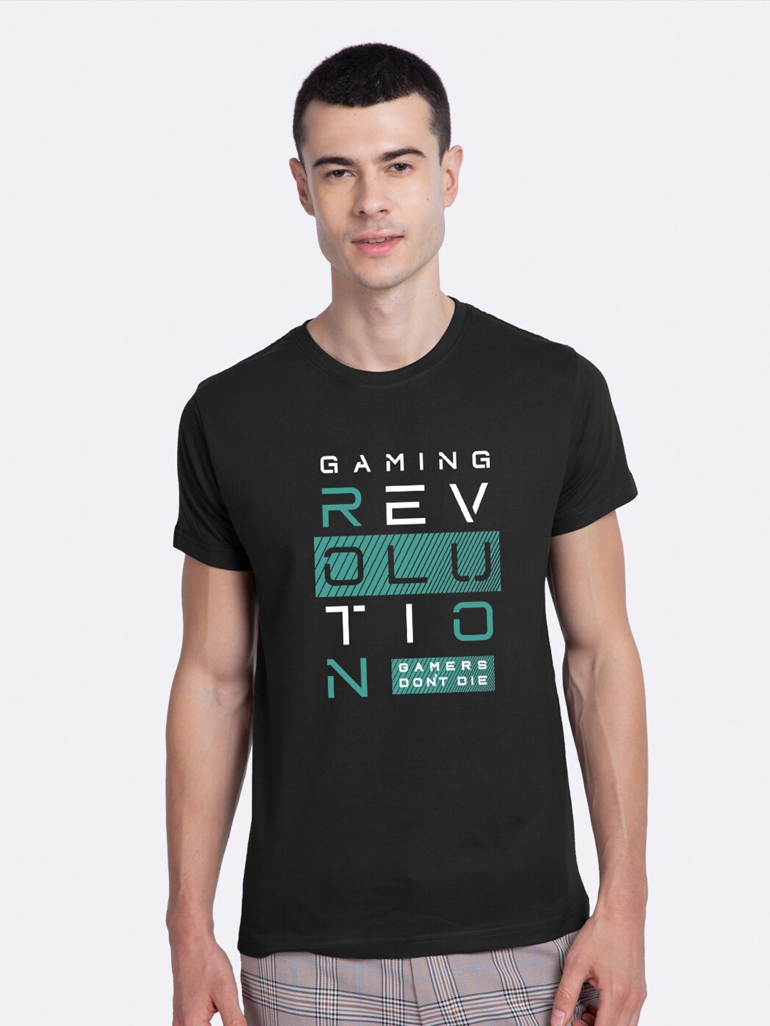 

Bewakoof Men Black Gaming Revolution Printed T-shirt