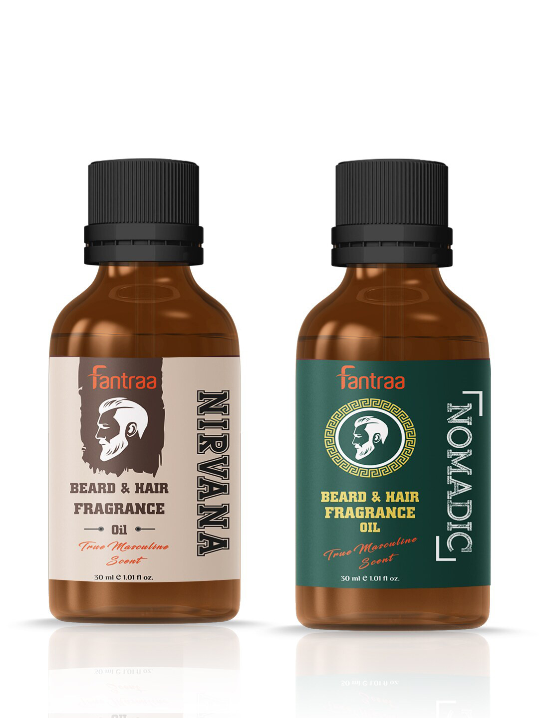 

Fantraa Set of 2 Nomadic and Nirvana Beard & Hair Fragrance Oil - 30ml Each, Green