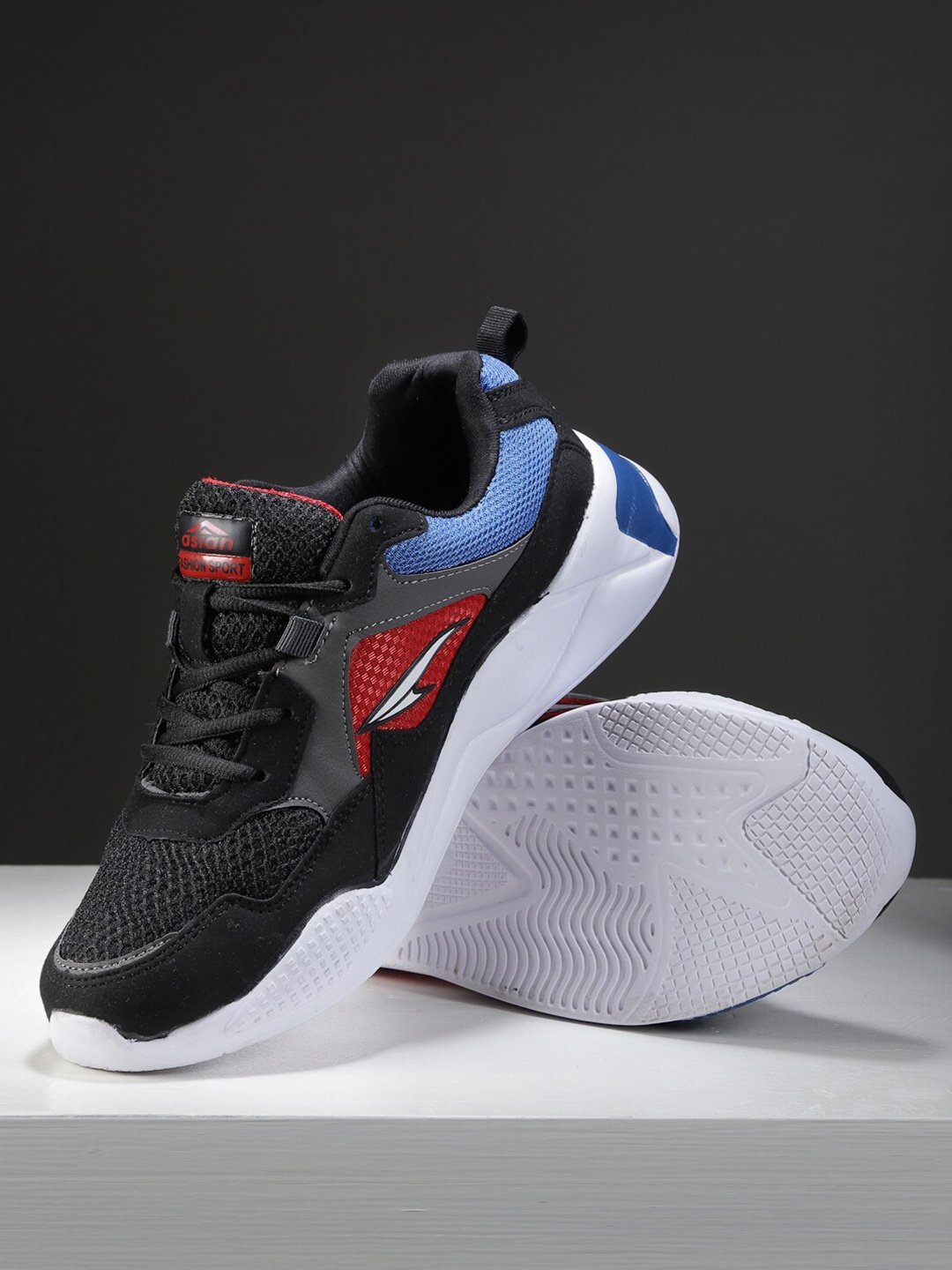 

ASIAN Men Black Mesh Running Shoes
