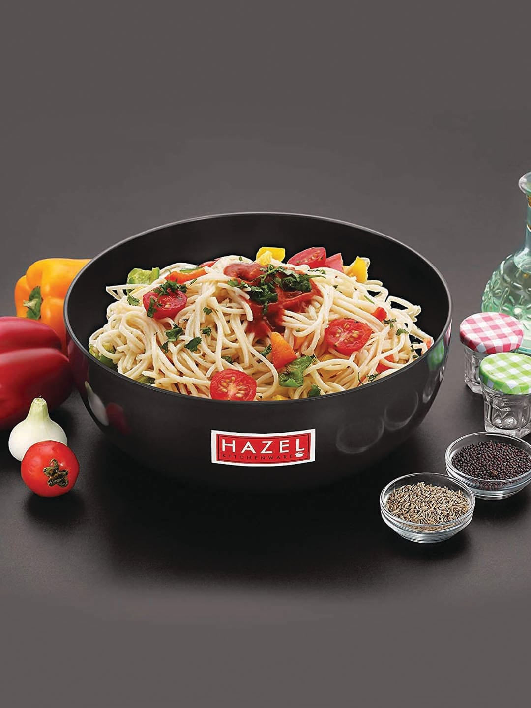 

HAZEL Black Solid Hard Anodised Deep Aluminium Frying Tasla Kadhai