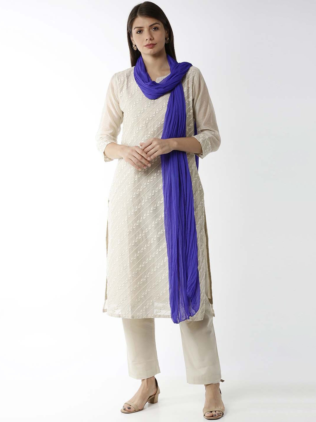

Soch Blue Poly Georgette Solid Dupatta